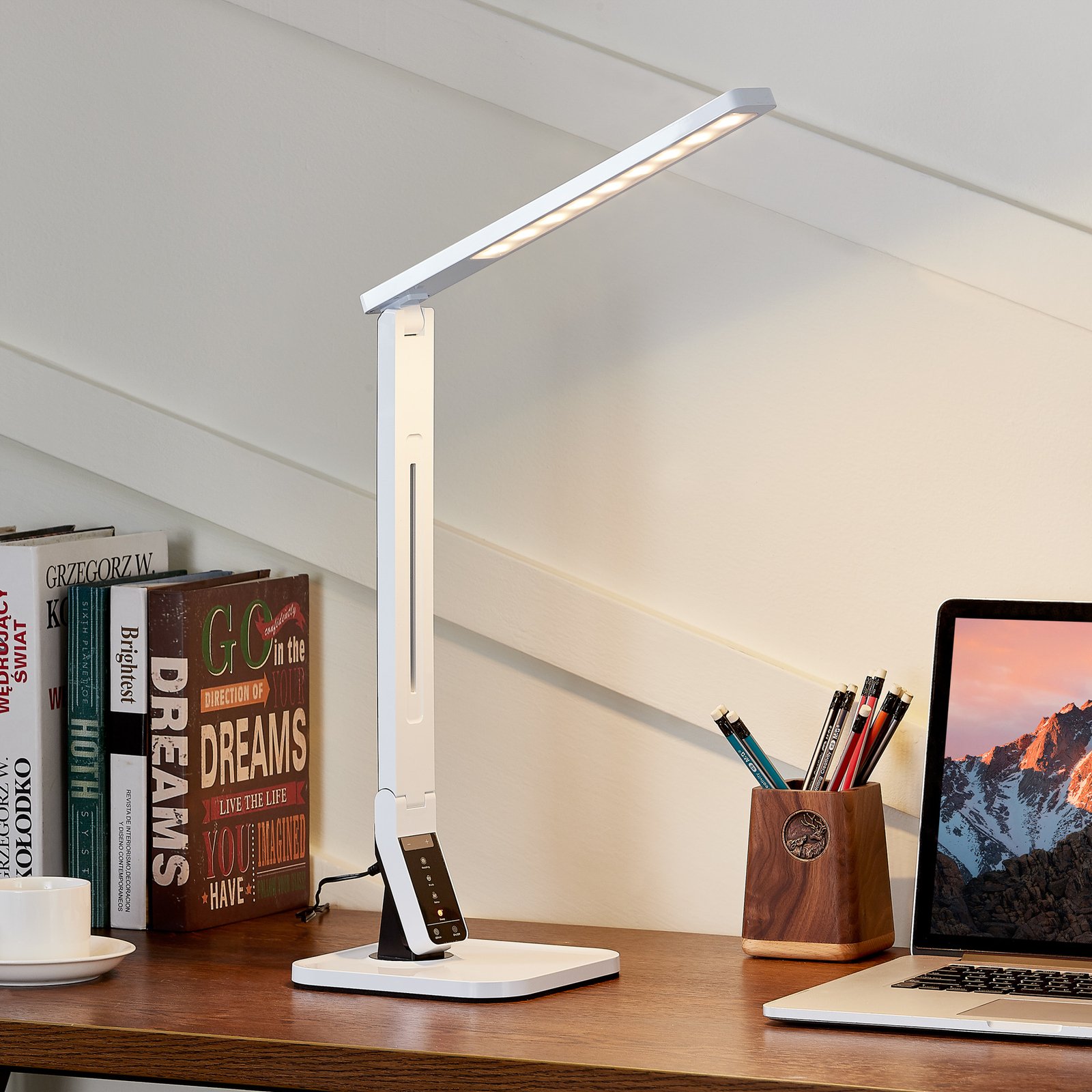 Modern LED desk table lamp Eleni, white