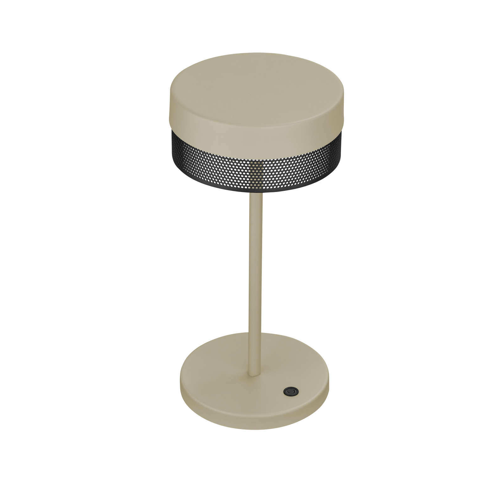 LED-pöytälamppu Mesh, akku, 30 cm, hiekka/musta