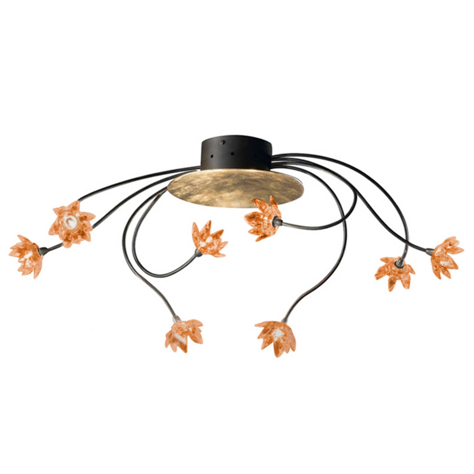 Fleurige plafondlamp FIORELLA, 8-lichts, amber