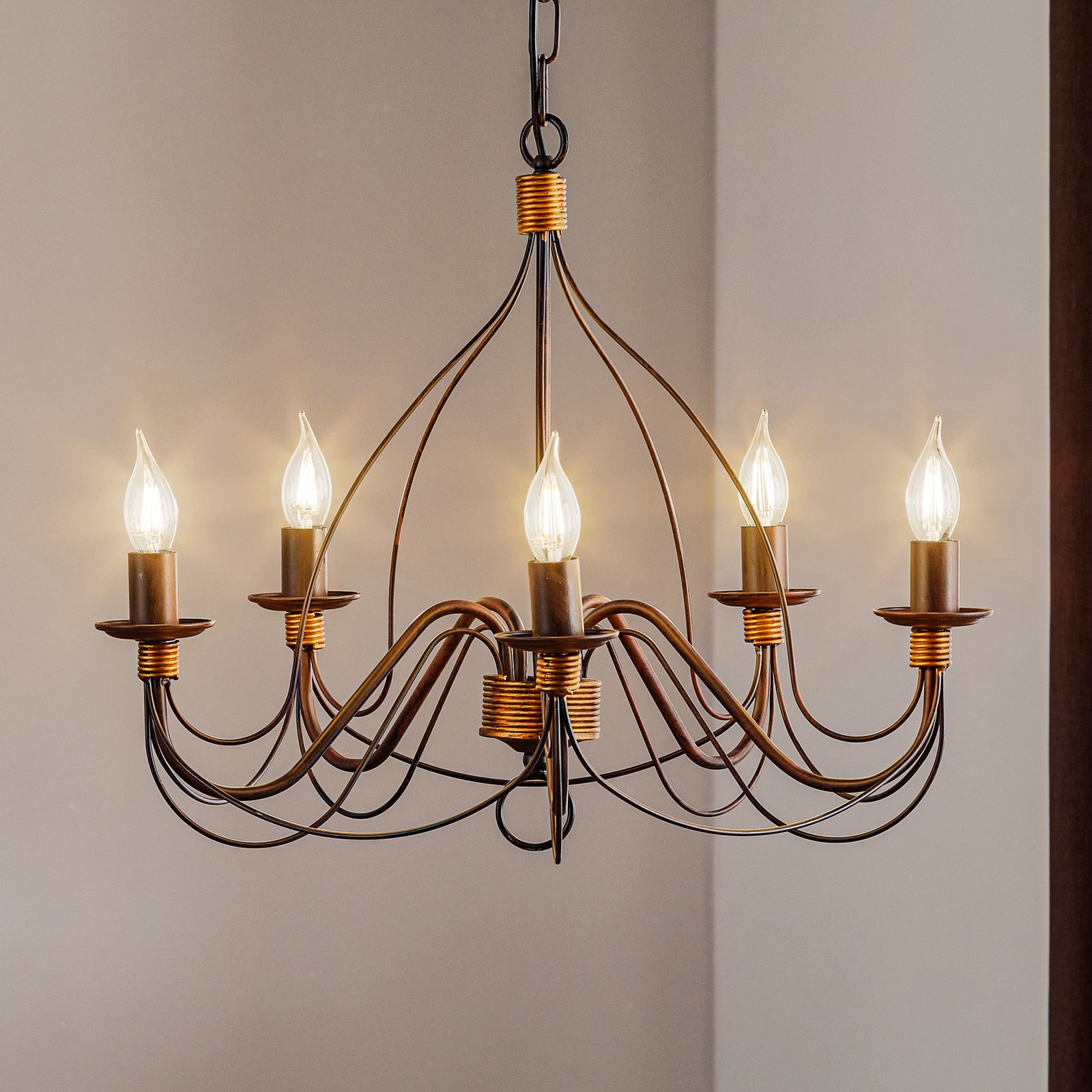 Chandelier FIAMMA Marrone 5-bulb without lampshades