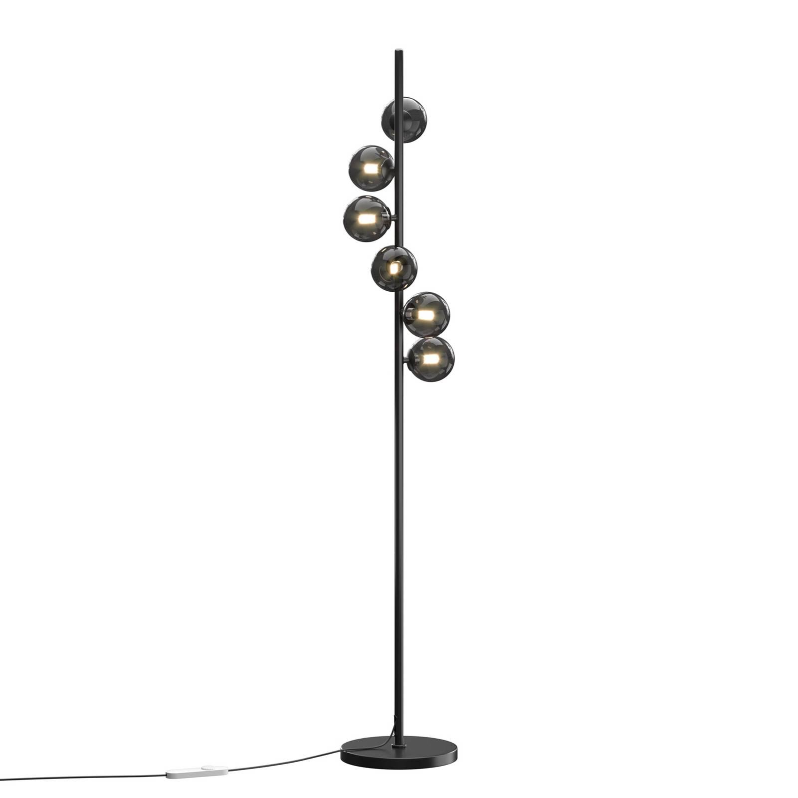 Stehlampe Dallas, schwarz/schwarz, Höhe 150 cm 6-flg. Dimmer