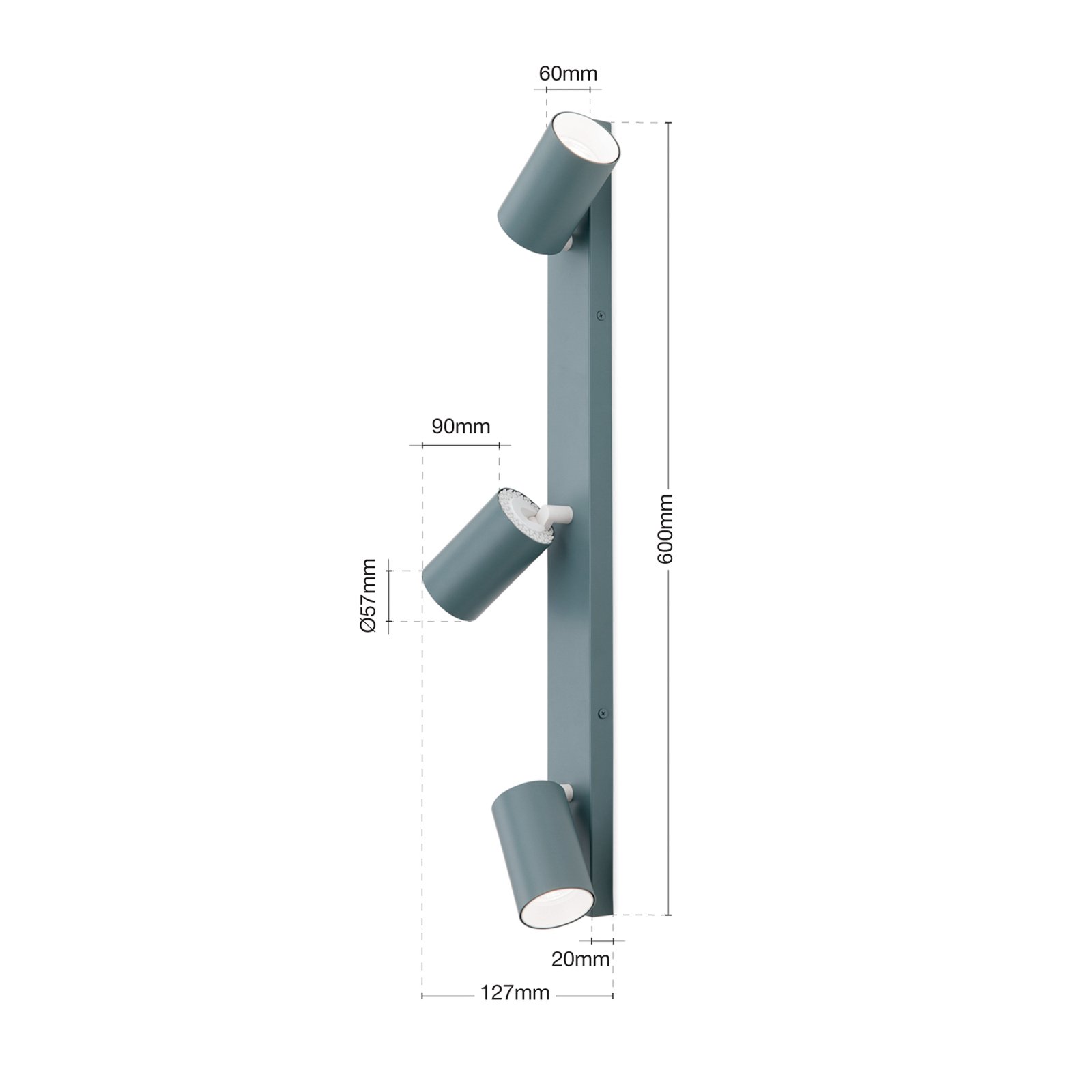 Spot pour plafond Penn, vert clair, longueur 60 cm, acier/aluminium