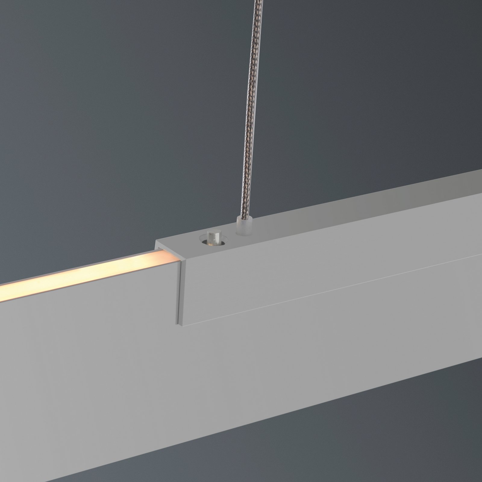Candeeiro suspenso LED Bopp Nano 2.0, comprimento 140 cm, cor alumínio
