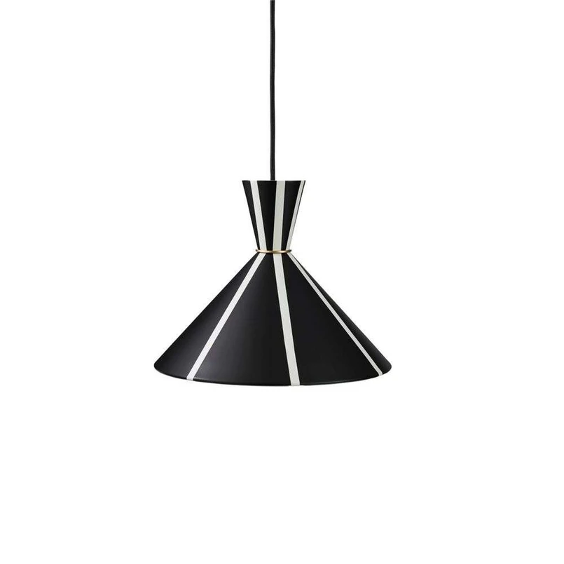 Warm Nordic – Bloom Stripe Hängelampe, schwarz/weiß, Ø 30 cm