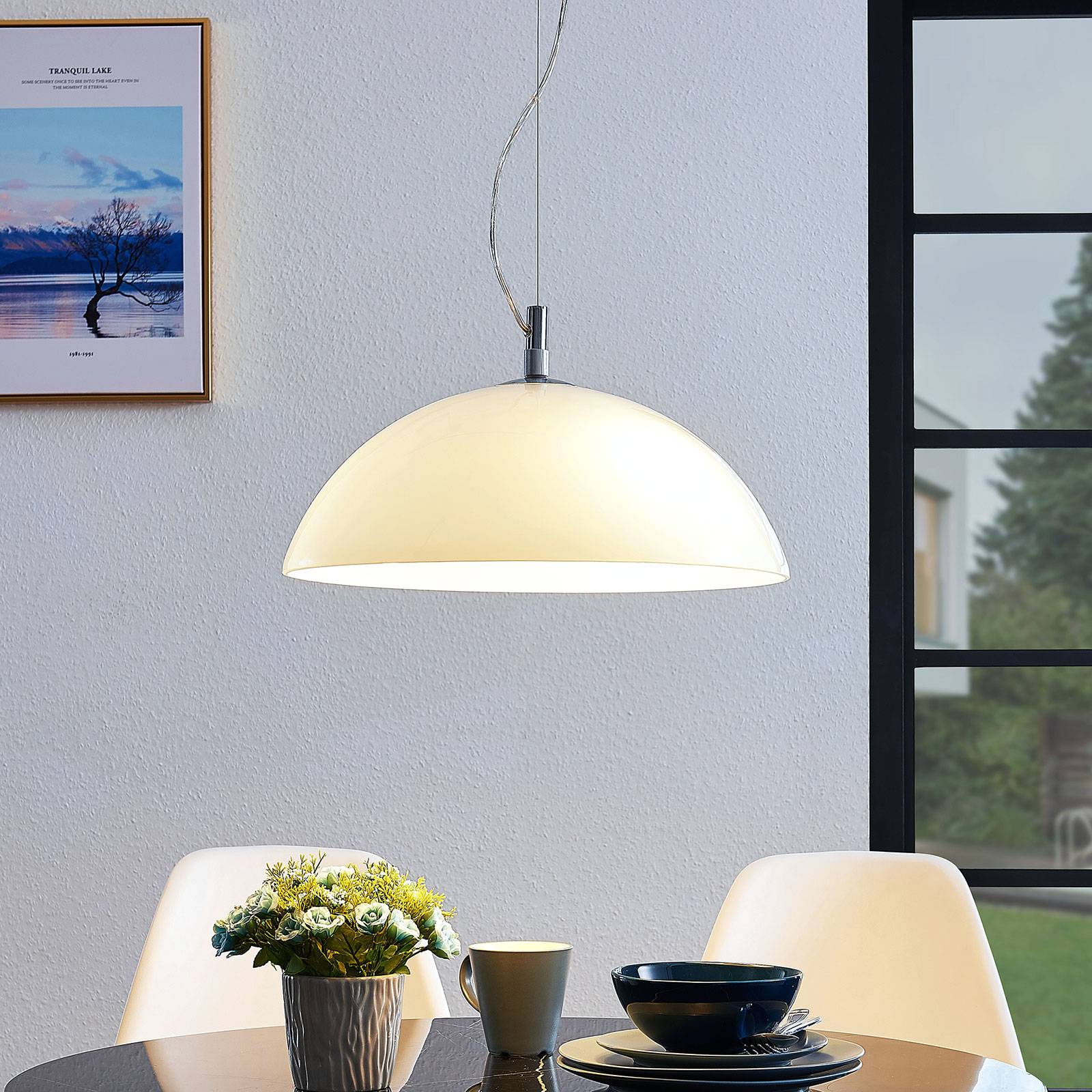 Lucande Lourenco lampa wisząca szkło opalowe 45 cm