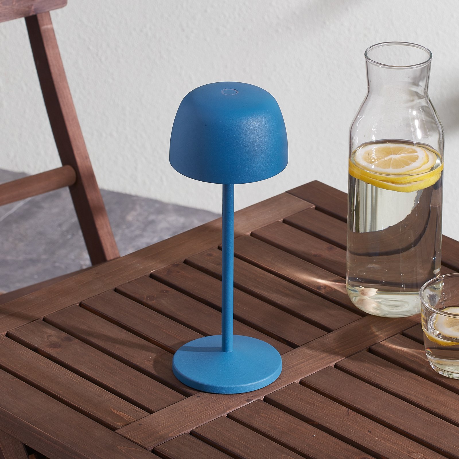 Lindby Arietty lampe table batterie LED, bleue