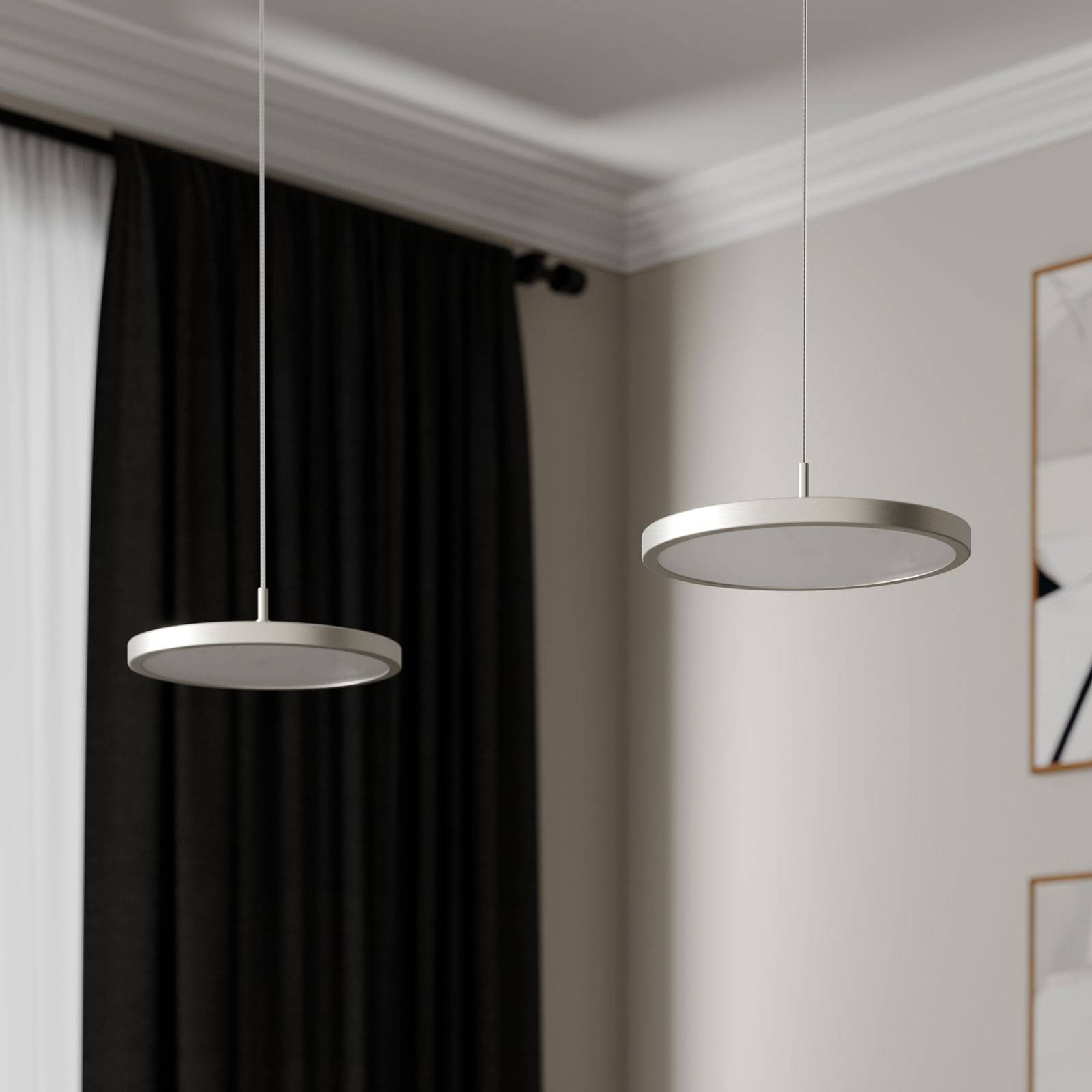 Quitani Lampa wisząca LED Gion, 2-punktowa, nikiel/dąb