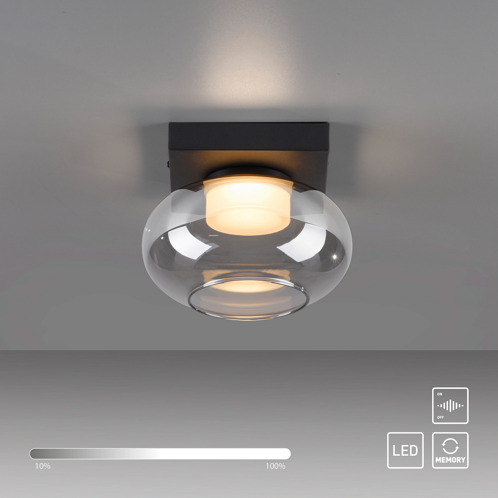 SCHÖNER WOHNEN plafoniera LED Sia, grigio fumo 3.000 K SCHÖNER WOHNEN plafoniera LED Sia, grigio fumo 3.000 K