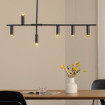 Trevo 6 All Black pendant light, metal, black, GU10