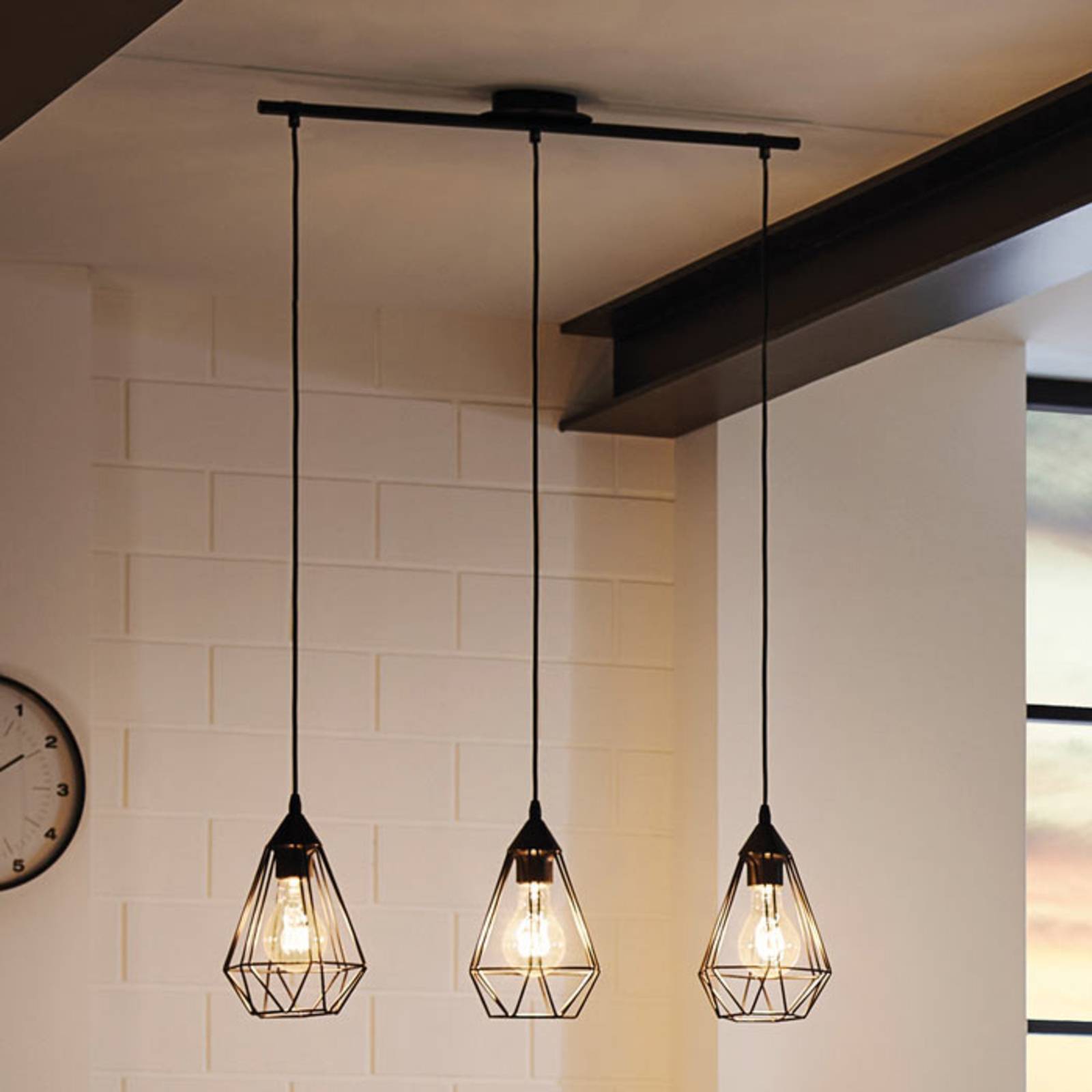 Tarbes – 3-punktowa lampa wisząca w stylu vintage