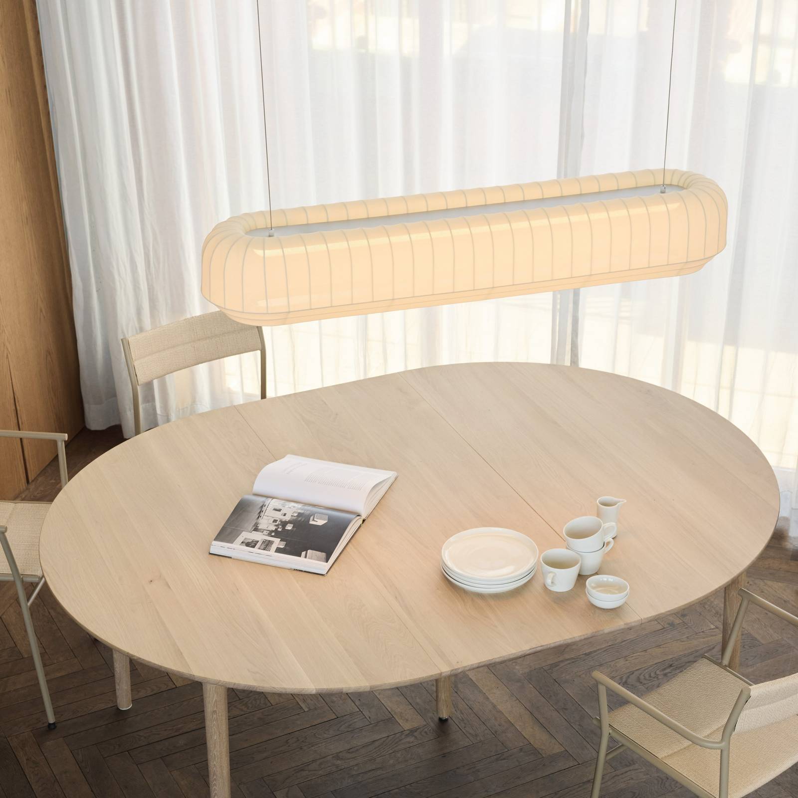 Northern LED-Hängeleuchte Tradition linear, Textil, offwhite günstig online kaufen