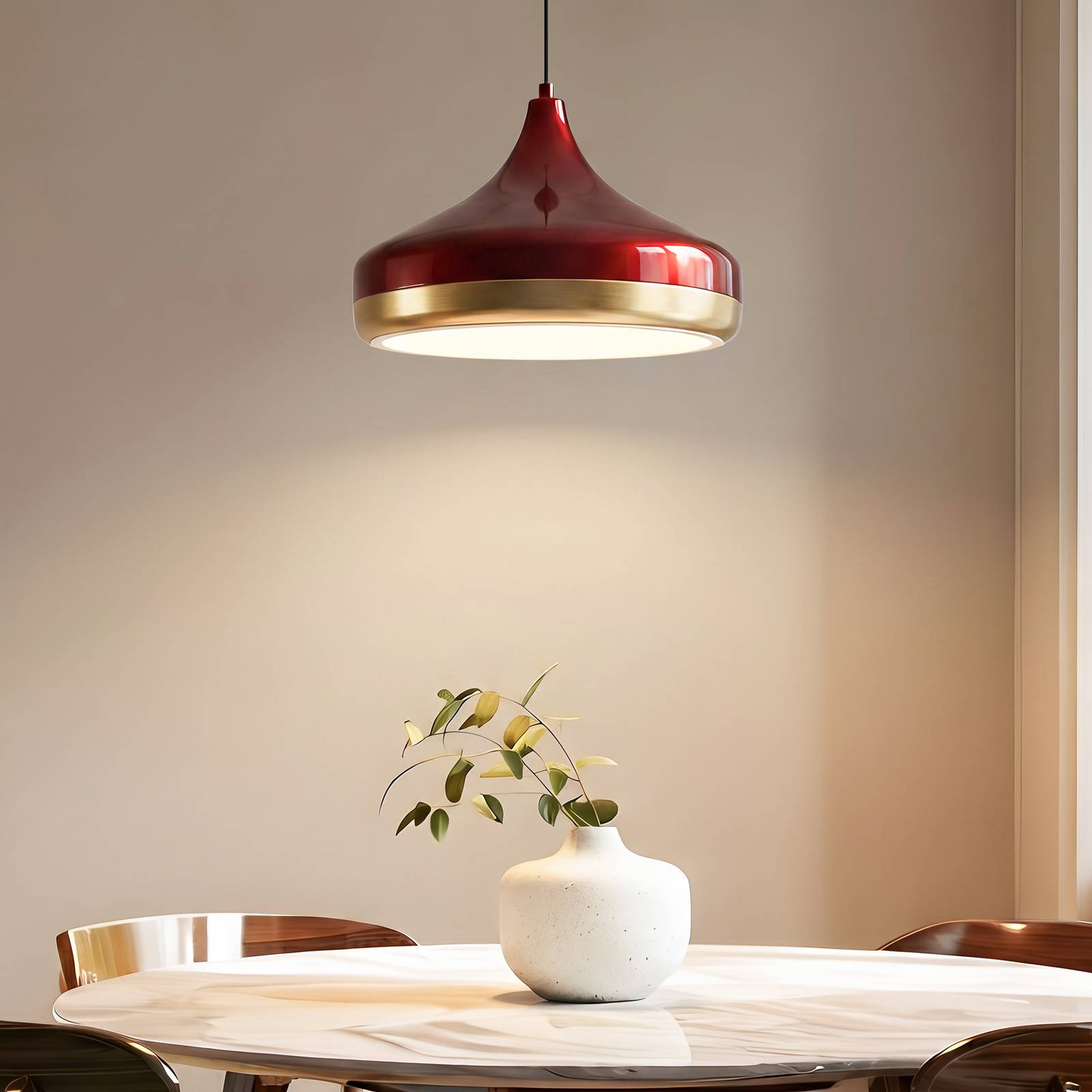 Opviq Hanglamp Yıldo, wijnrood, Ø 36 cm, metaal, E27