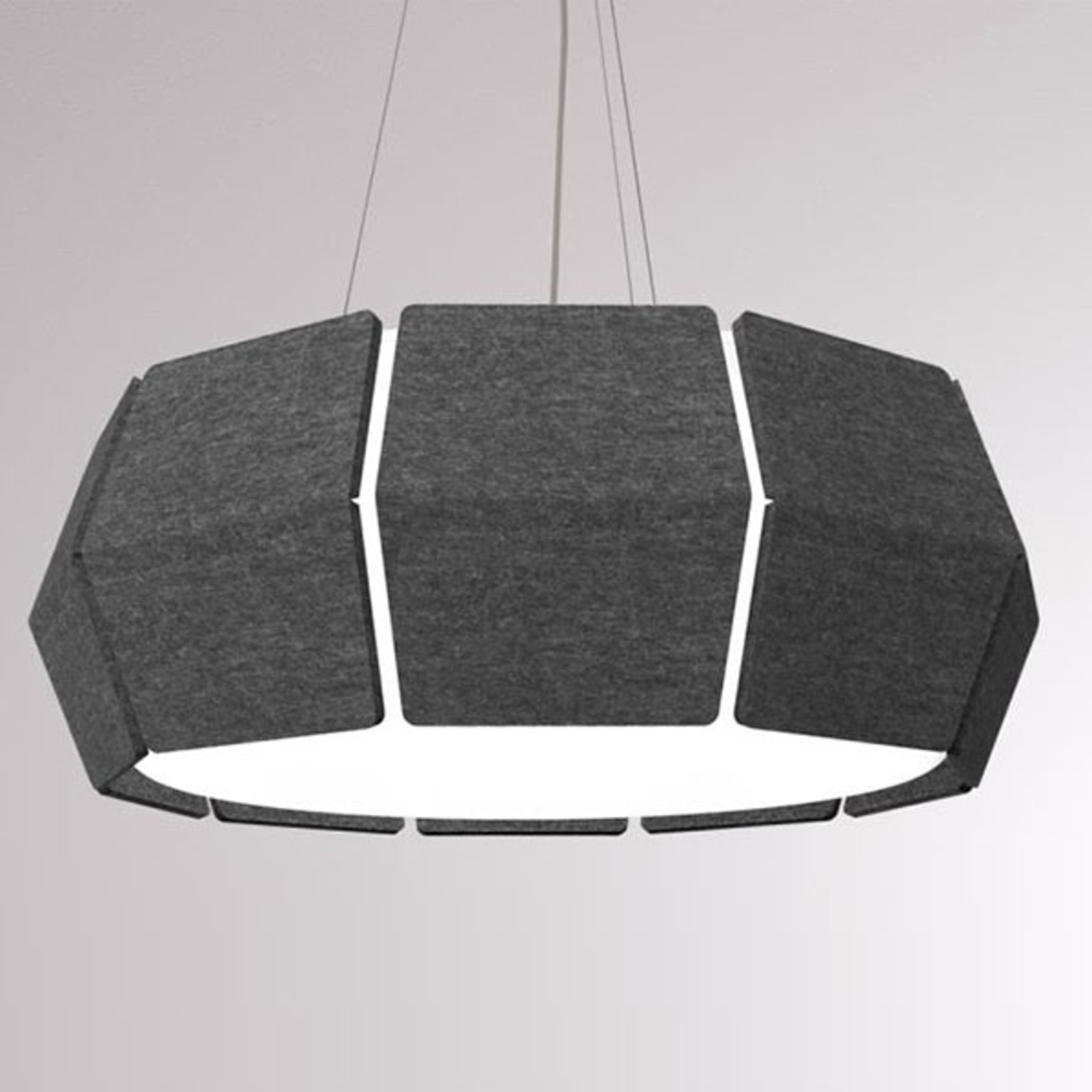 LOUM Decafelt LED pendant lamp black Ø 76 cm, for Living / Dining Room, fabric acoustic elements, plastic, 41 W, energy efficiency: A+, H: 27.4 cm