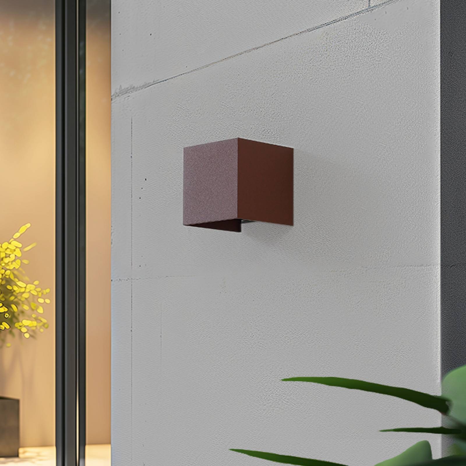 Lindby Smart LED utomhus vägglampa Dara rost kantig CCT RGB Tuya
