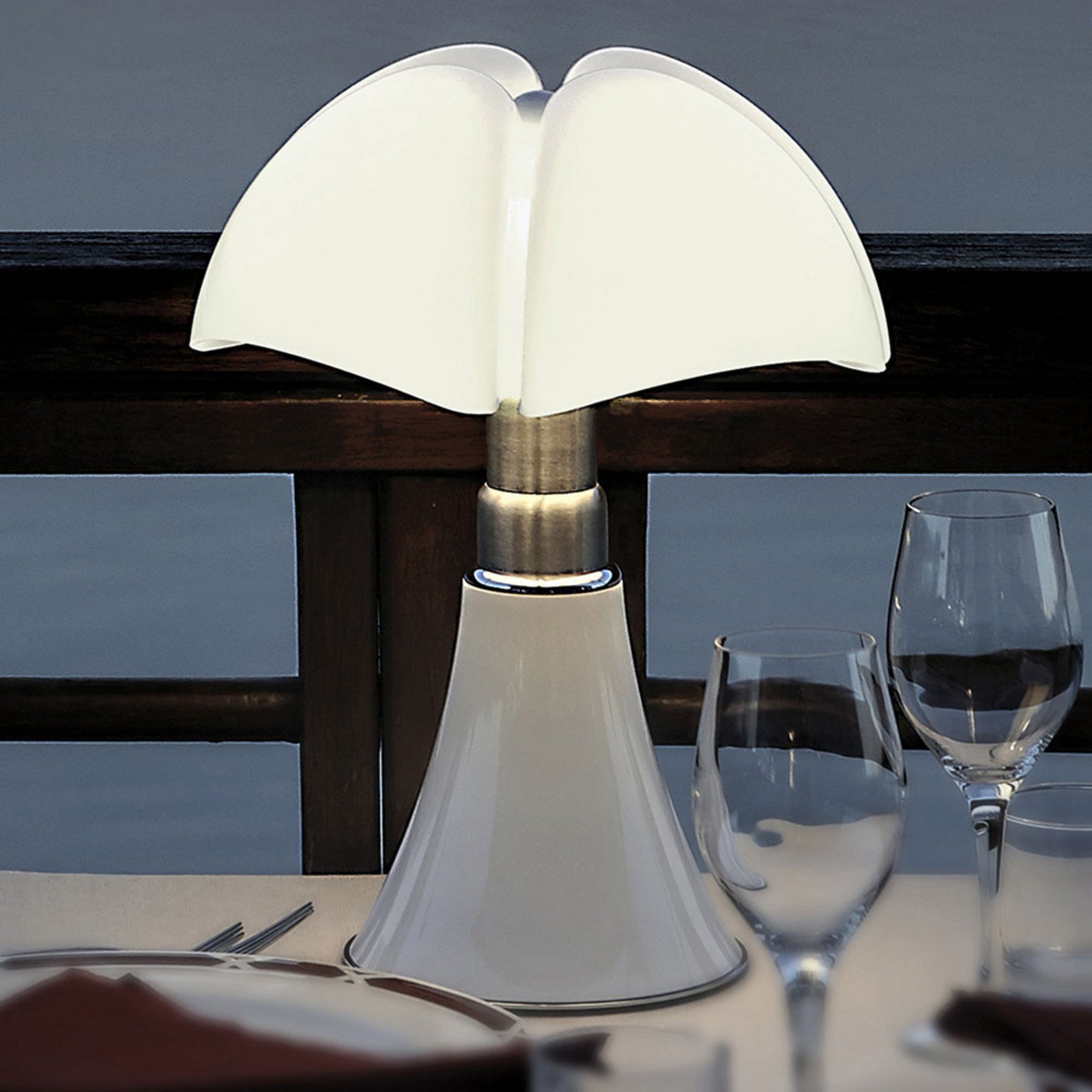 Martinelli Luce Minipipistrello USB/touch alb - Camera de zi / sufragerie - design - alb oțel inoxidabil satinat alb-opal - Metal