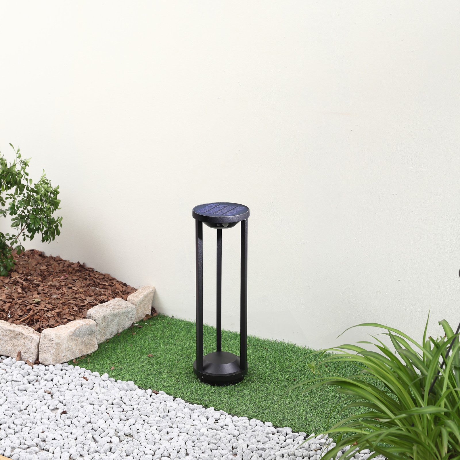 Nilea Round Solar Cell Lamp W/Sensor Black - Lucande