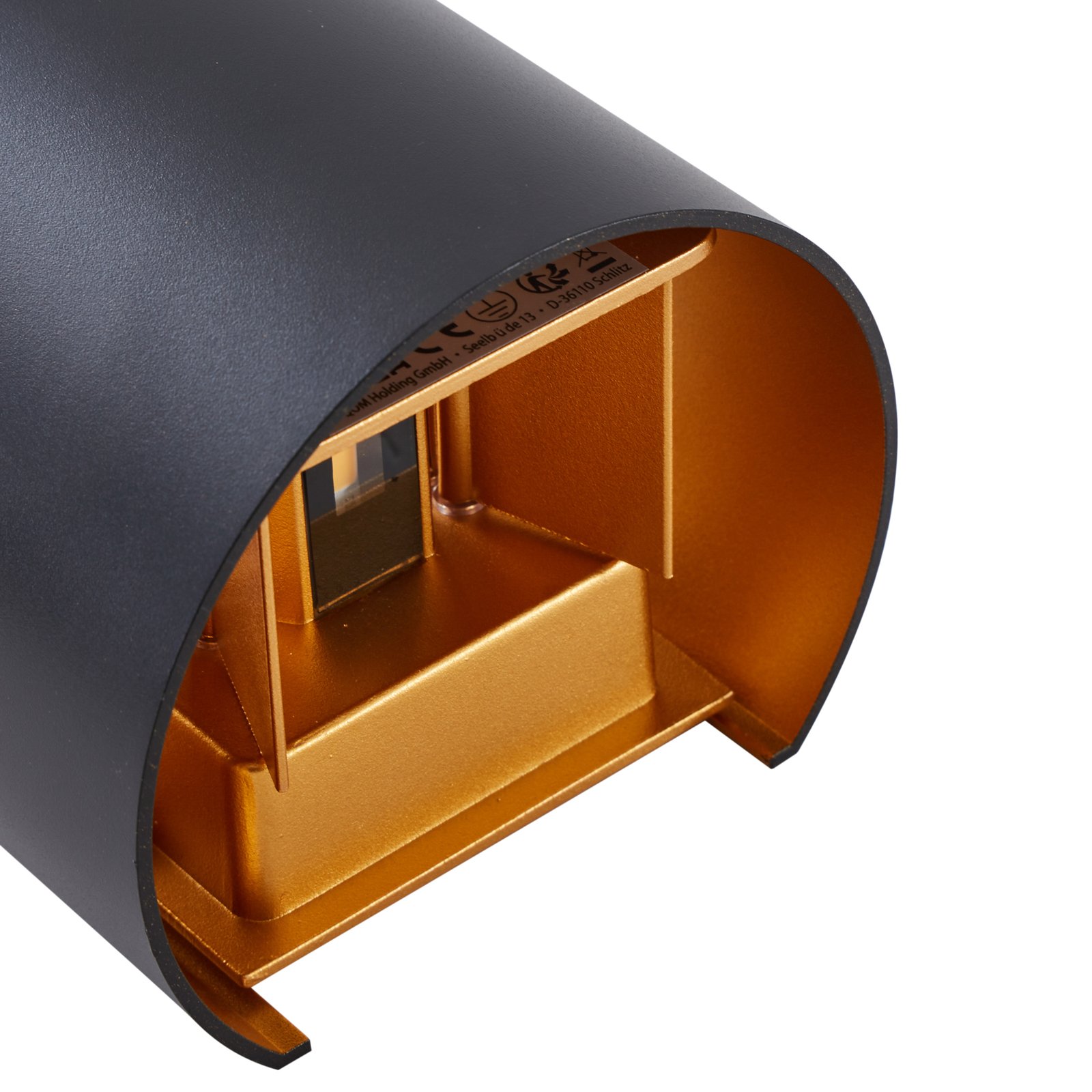 Lindby Nivar Aplique para exterior LED redondo negro/oro