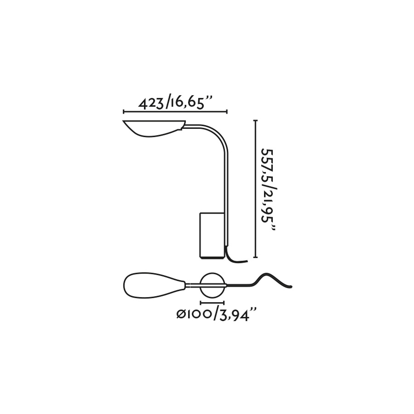 Liggera bordlampe, svart, stål, høyde 27,9 cm