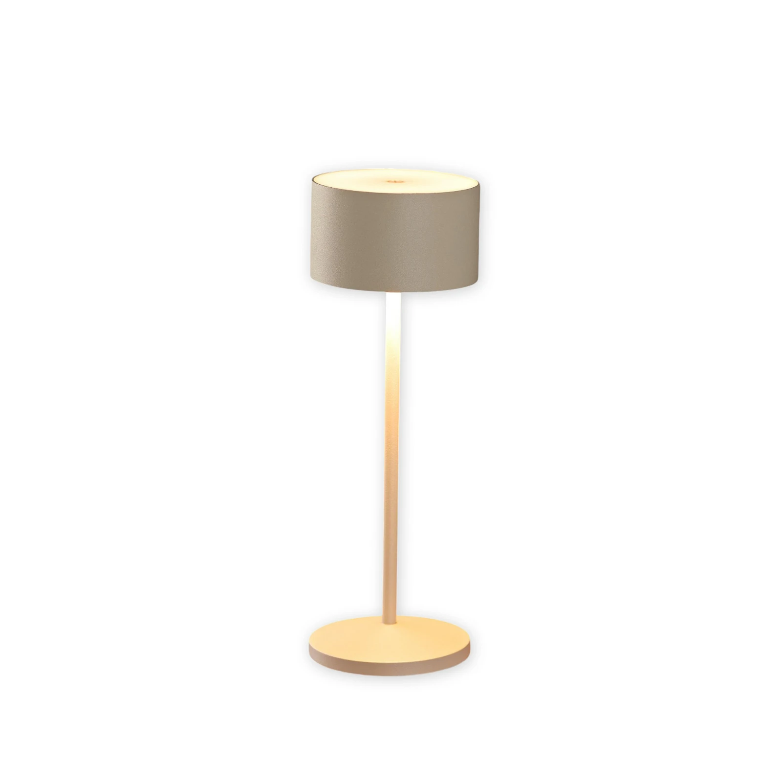 LED akumuliatorinė stalo lempa Veluna, smėlio spalvos, 3 vnt. rinkinys, 25 cm,
