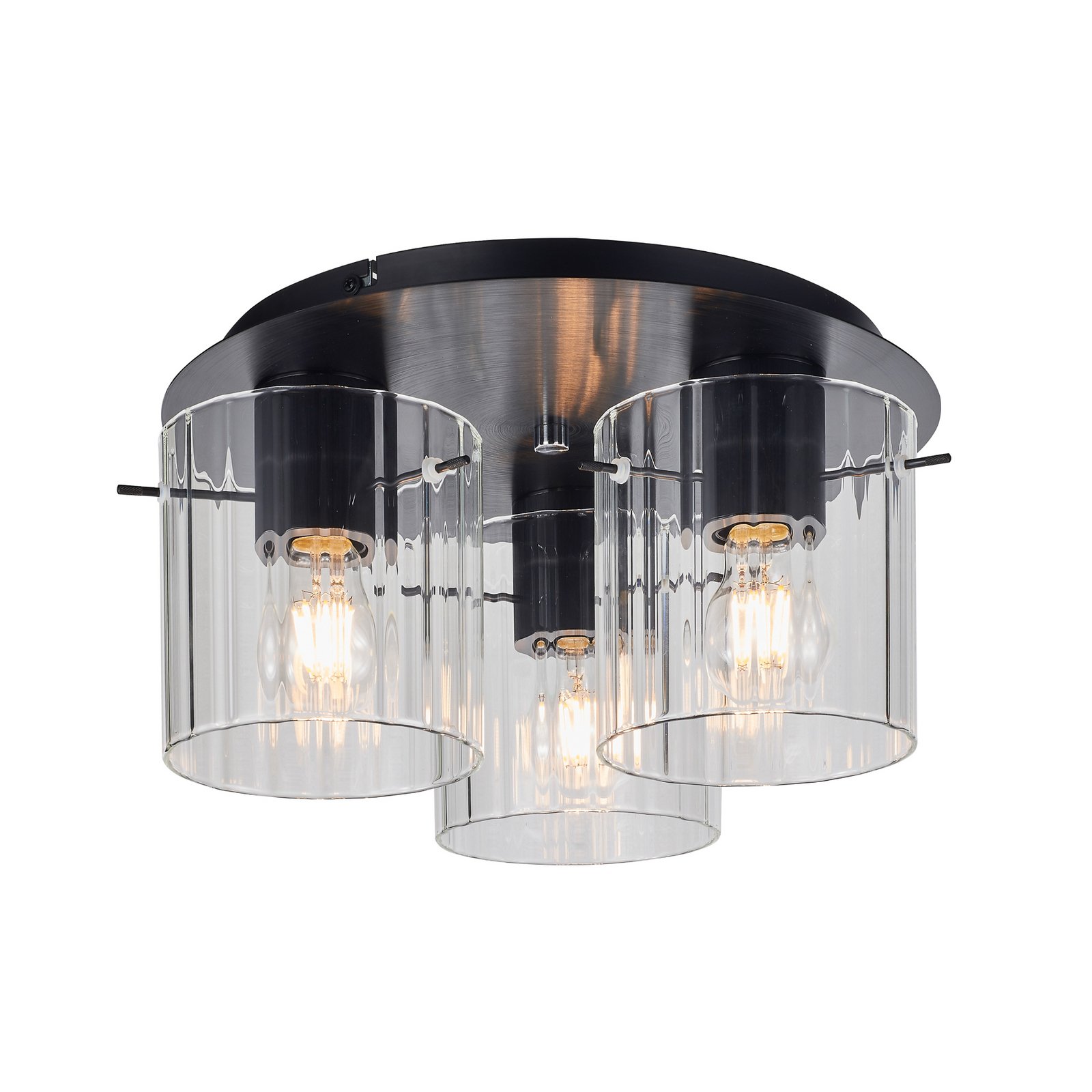 Eirian 3 Ceiling Lamp Clear/Black - Lucande