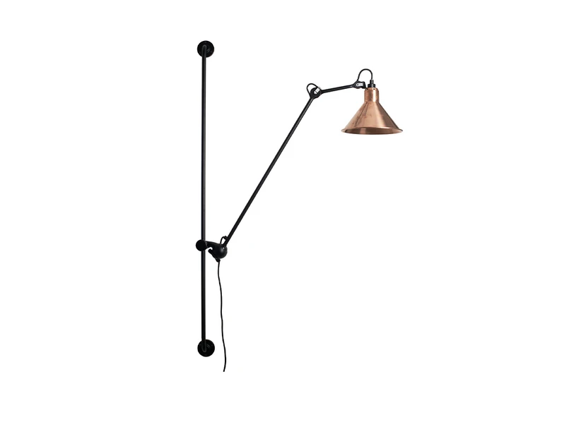 Lampe Gras – 214 Vägglampa Conic Svart/Raw Koppar