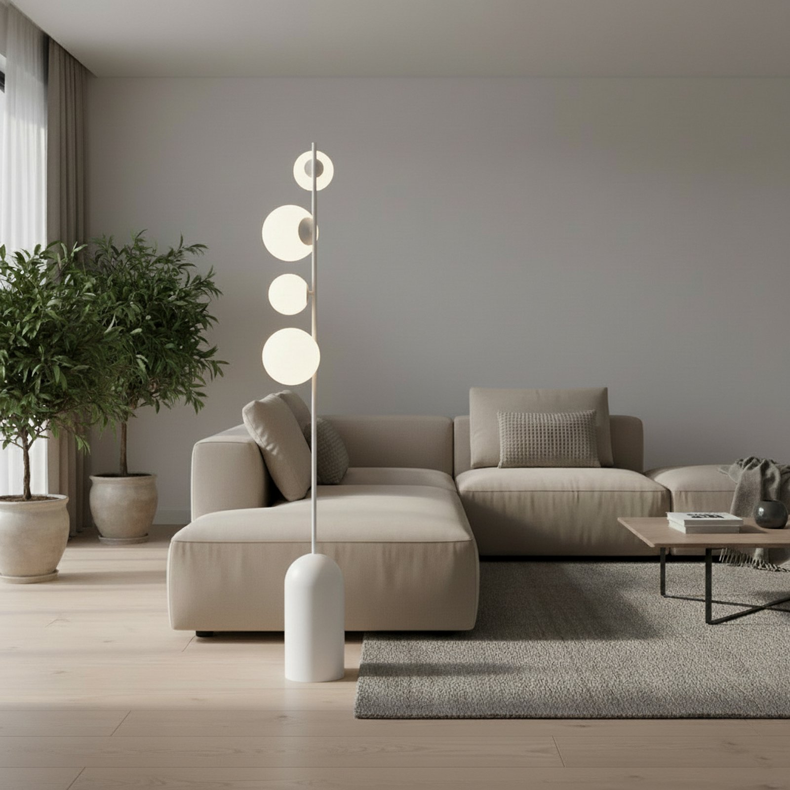 Etno LP4 floor lamp, white, glass/steel, height 140 cm, G9 Etno LP4 floor lamp, white, glass/steel, height 140 cm, G9