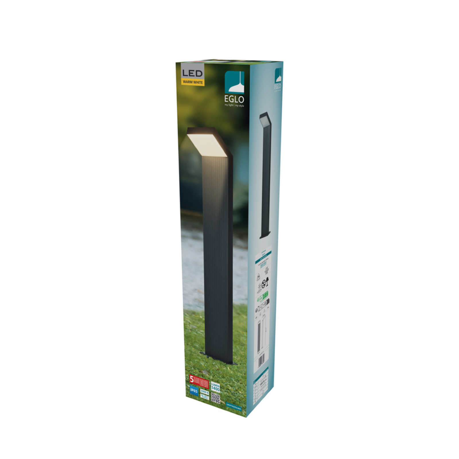 Bornes lumineuses LED EGLO GROTTAZZOLINA, noir, hauteur 80 cm, IP65