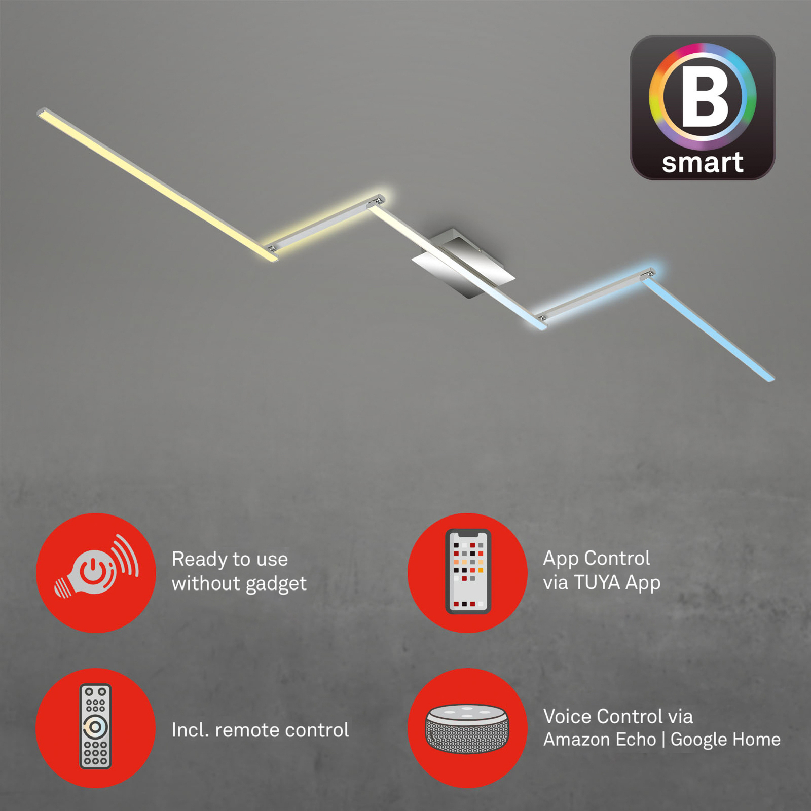 Stropní svítidlo LED B smart, stmívatelné CCT, 227 x 12 cm