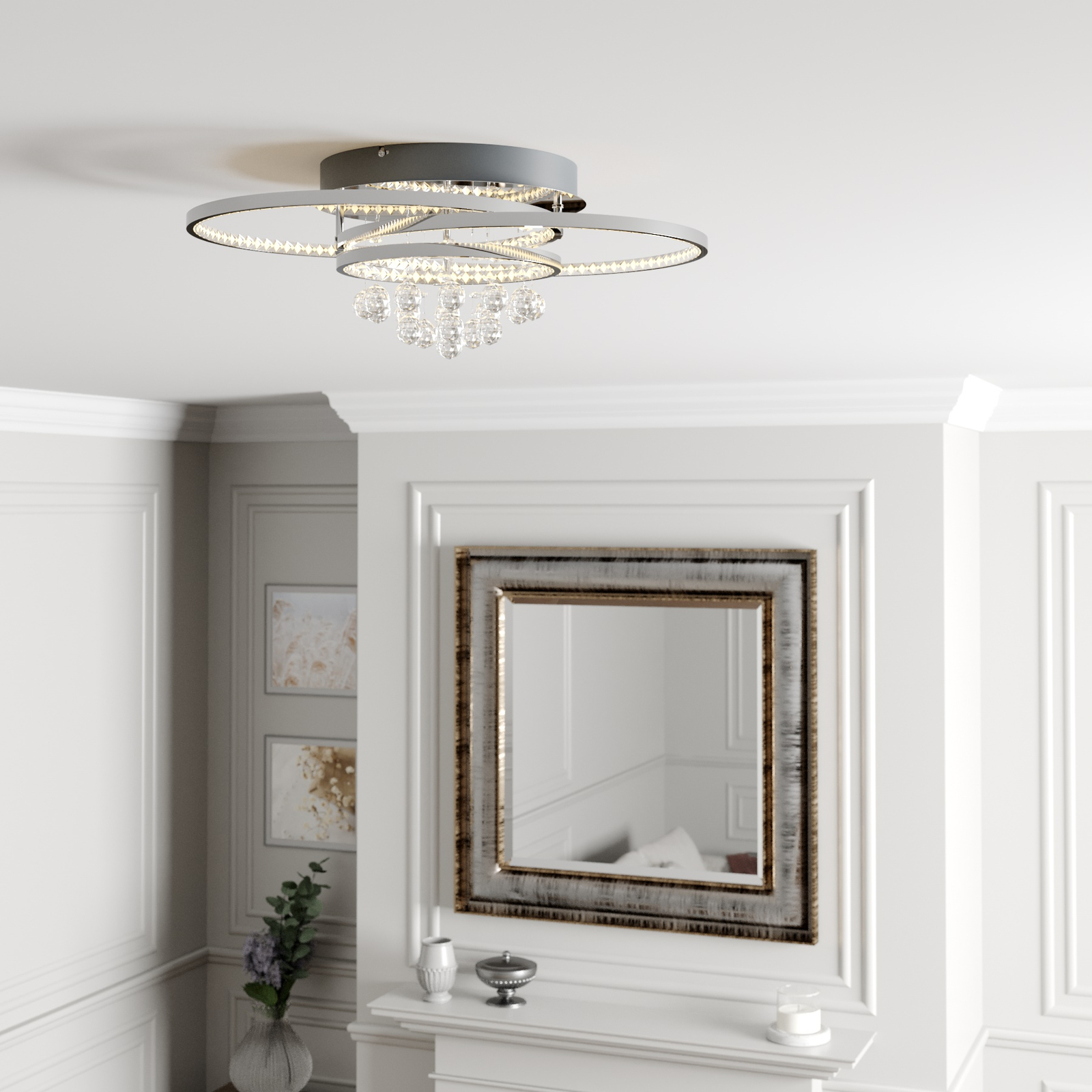 Lucande Keely LED-Deckenleuchte Kristall