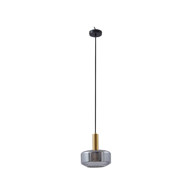 Lindby – Hildur Hängelampe, Ø 22 cm, 1-flg., rauchgrau, Glas
