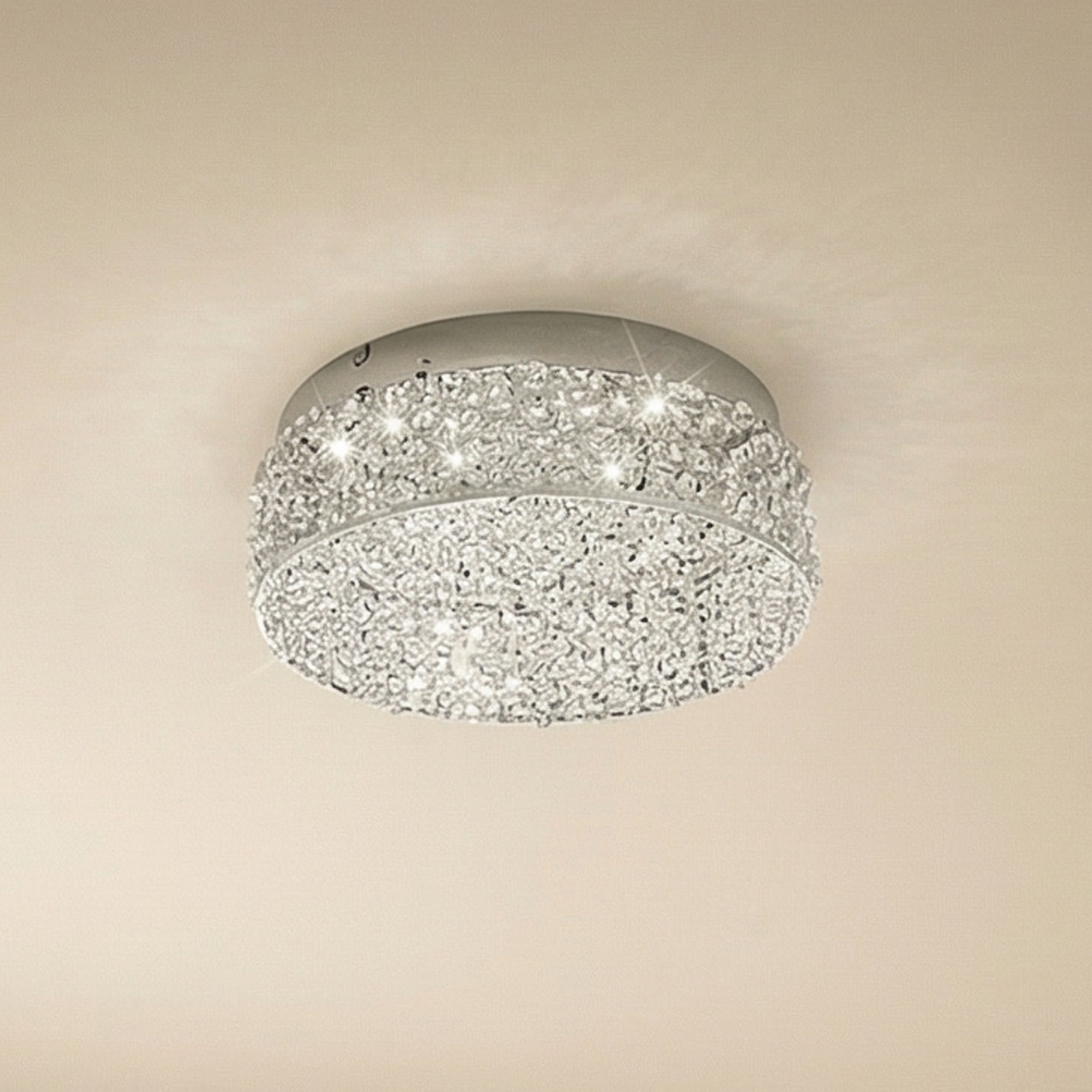 Lucande LED-Deckenleuchte Felias, chromfarben, Glas, Ø 35 cm