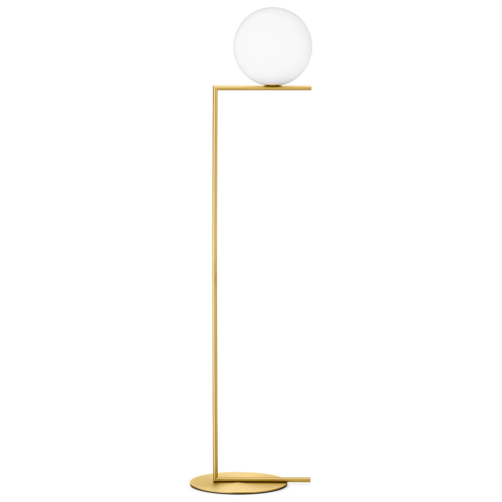 Flos IC F2 Brass Floor Lamp by FLOS, for Living / Dining Room, brushed brass, opal white, E27, 205 W, energy efficiency: A++, H: 185.2 cm