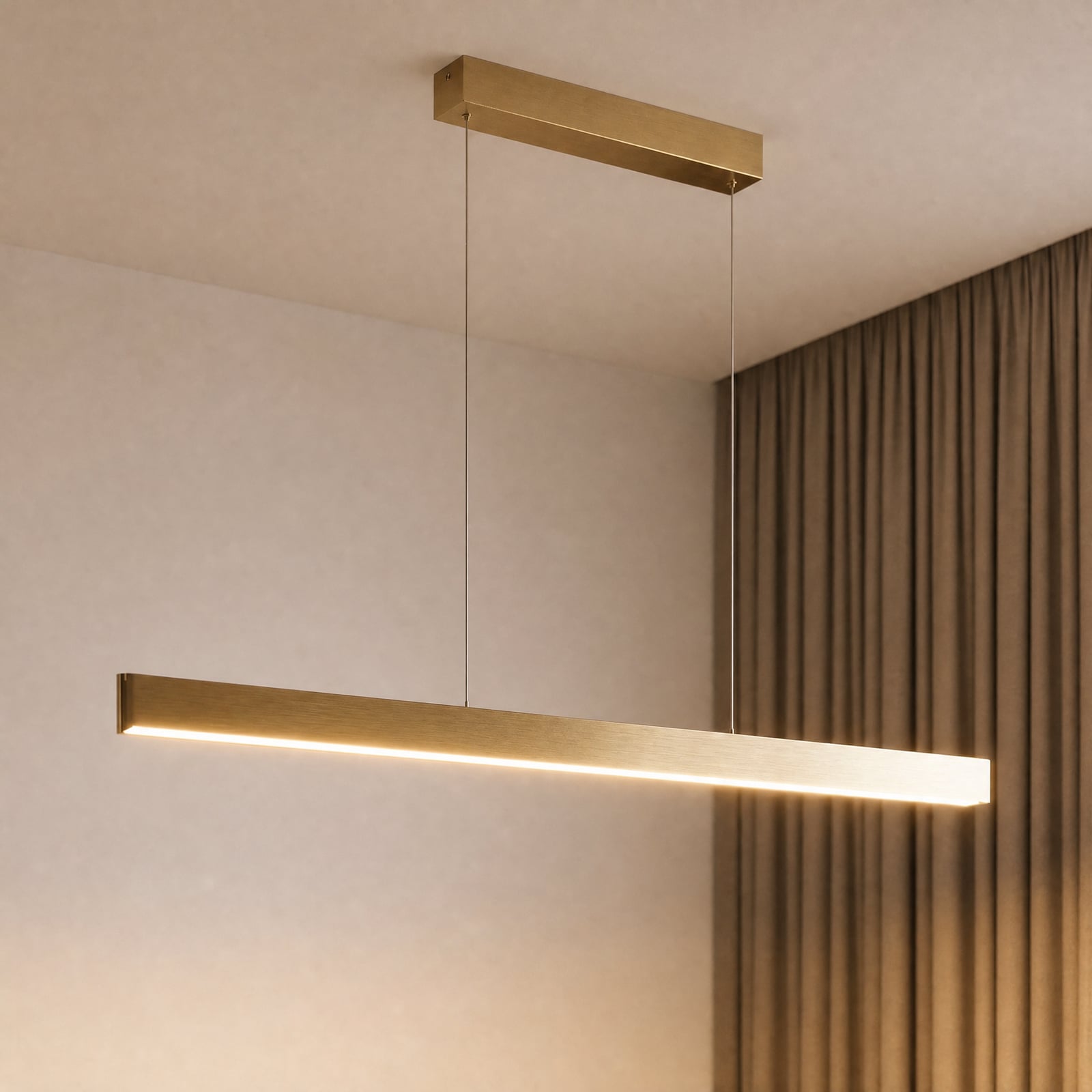Żyrandol LED Lucande Mylosh, złota, 150 cm, CCT, ściemniany
