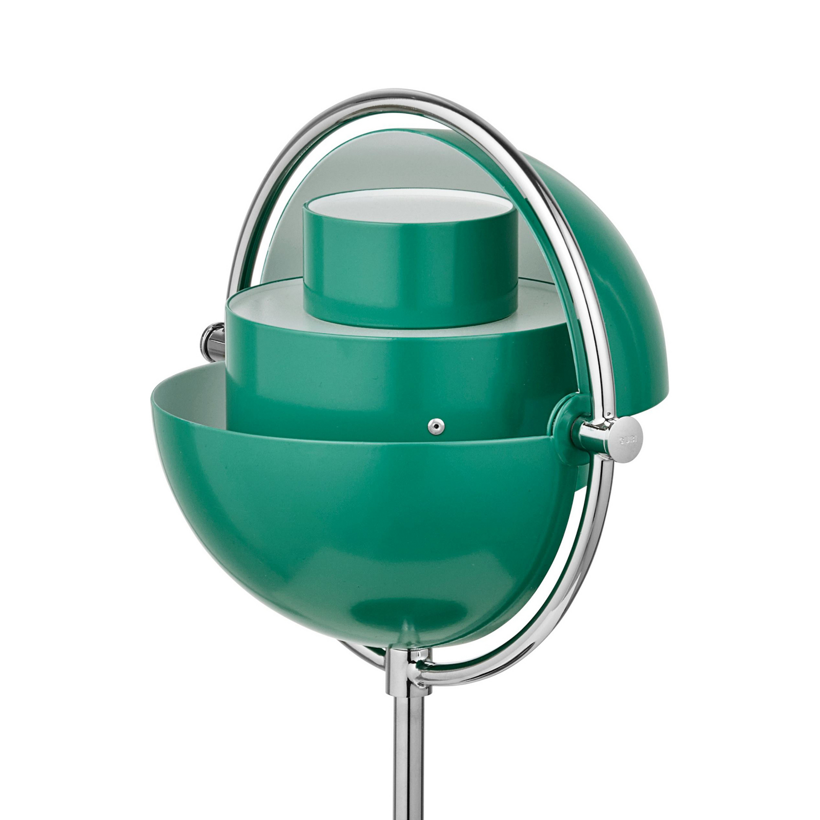 Gubi Multi-Lite stolna lampa na baterije, krom/plavo-zelena, V 30 cm