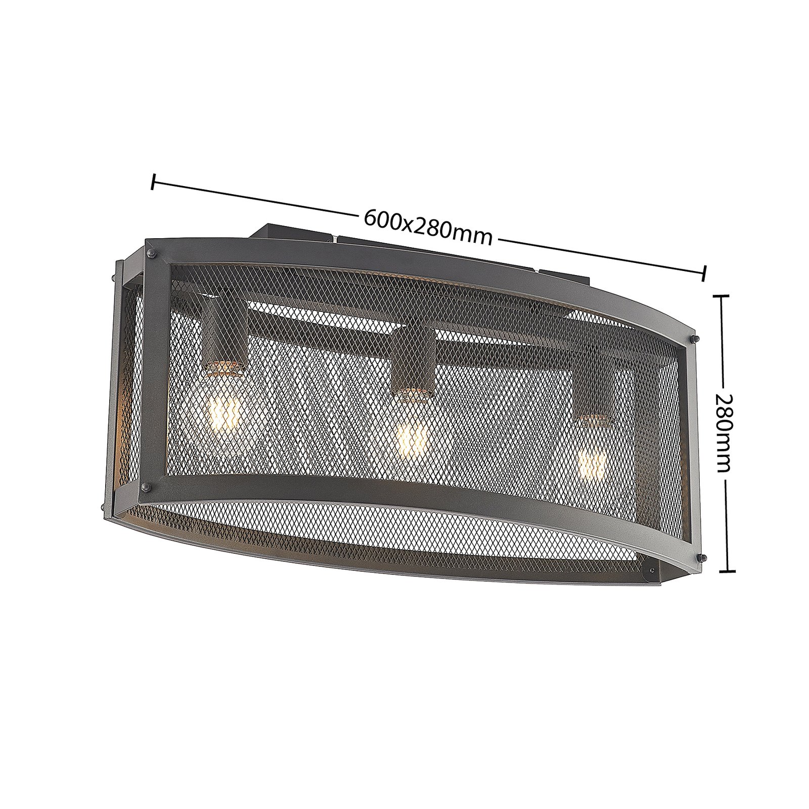 Lindby Mizgin ceiling light with 3-bulb grille