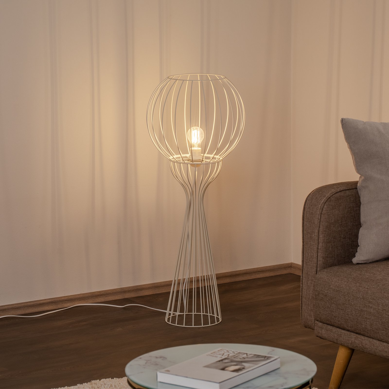 Lámpara de pie Mercure, arena, metal/plástico, altura 93 cm