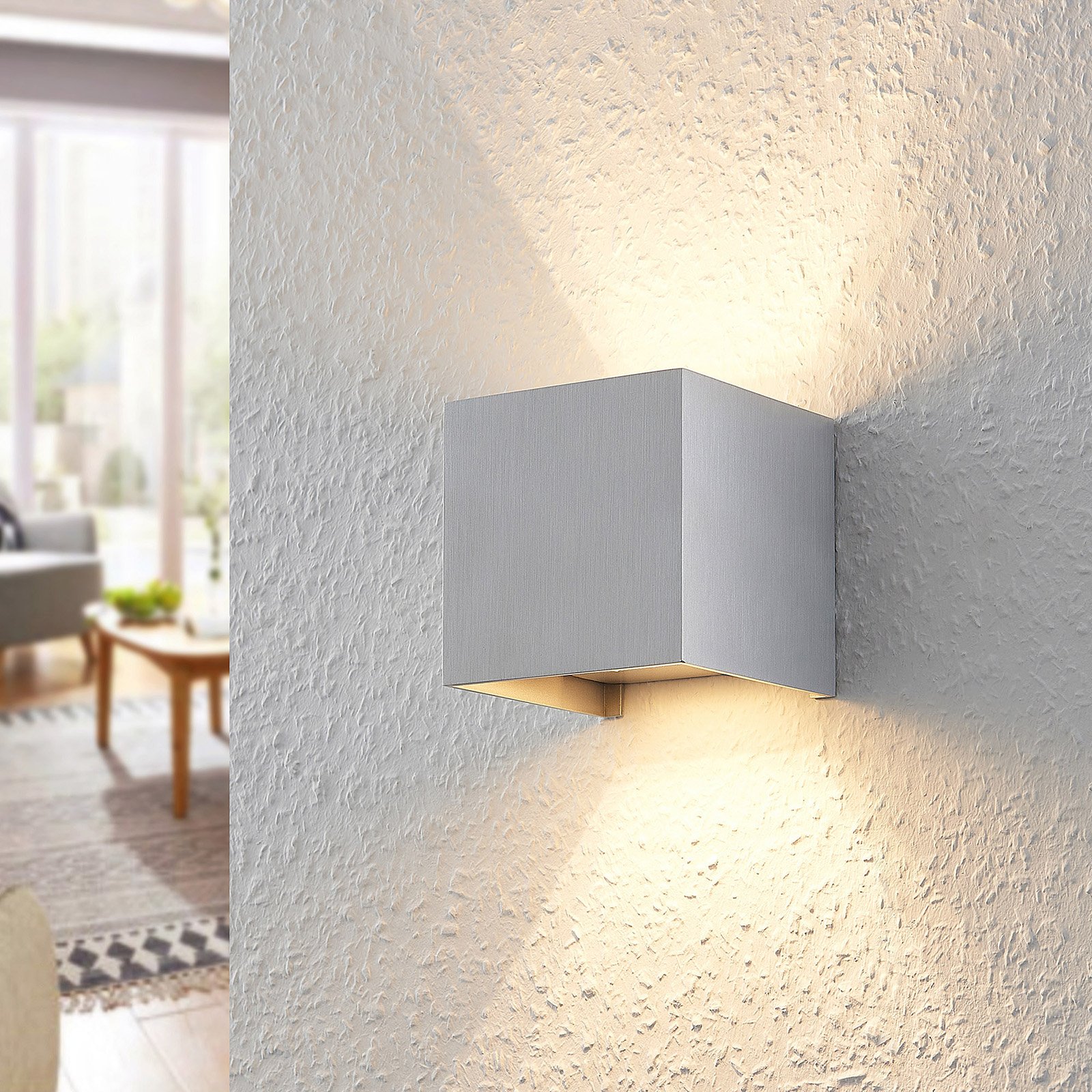 Arcchio Zuzana wall light, angular, aluminium-coloured, G9, 9.7 cm