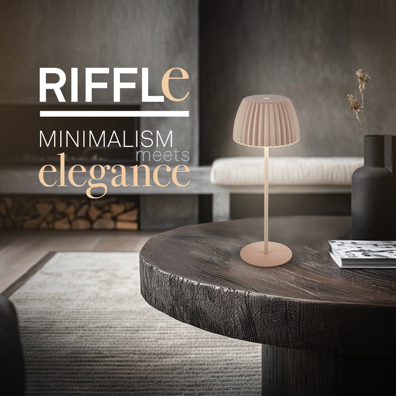 LED акумулаторна настолна лампа Brilo unplugged Riffle, 36 cm, бежова