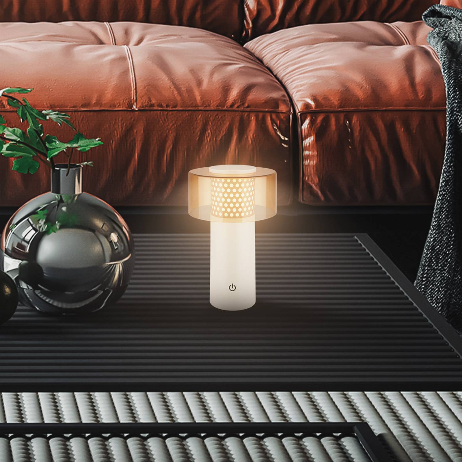 LED-Akku-Tischlampe Brilo unplugged Gila, braun/grau, 21 cm günstig online kaufen