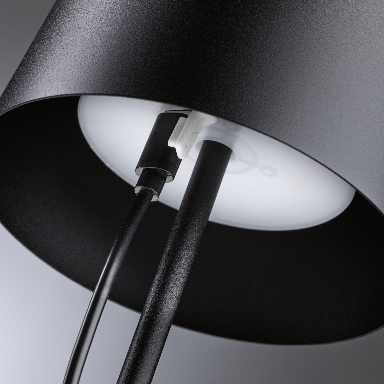 Paulmann Lampe de table LED à accu Gilo, noir, plastique, IP44