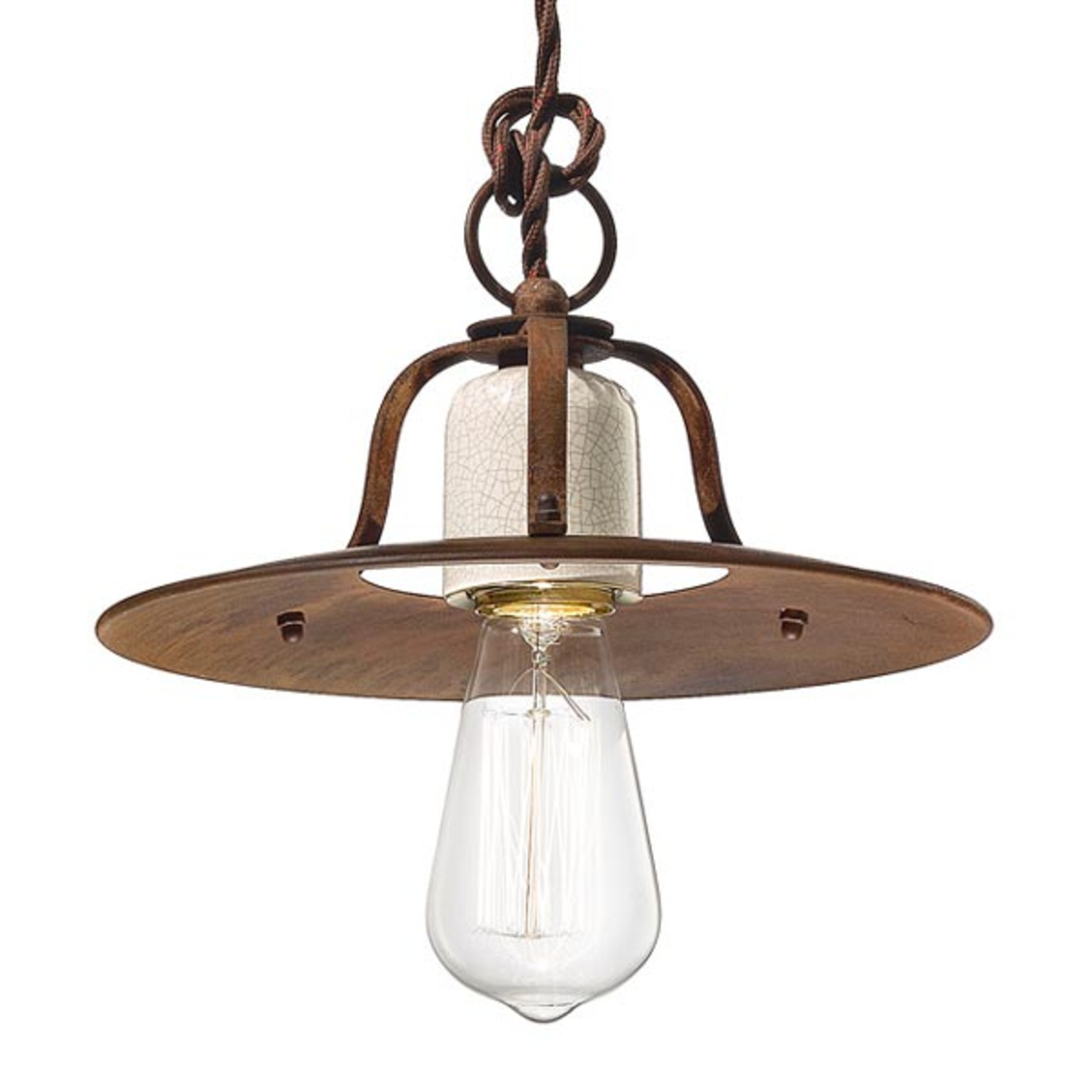 Small Riccardo pendant light with a rustic look