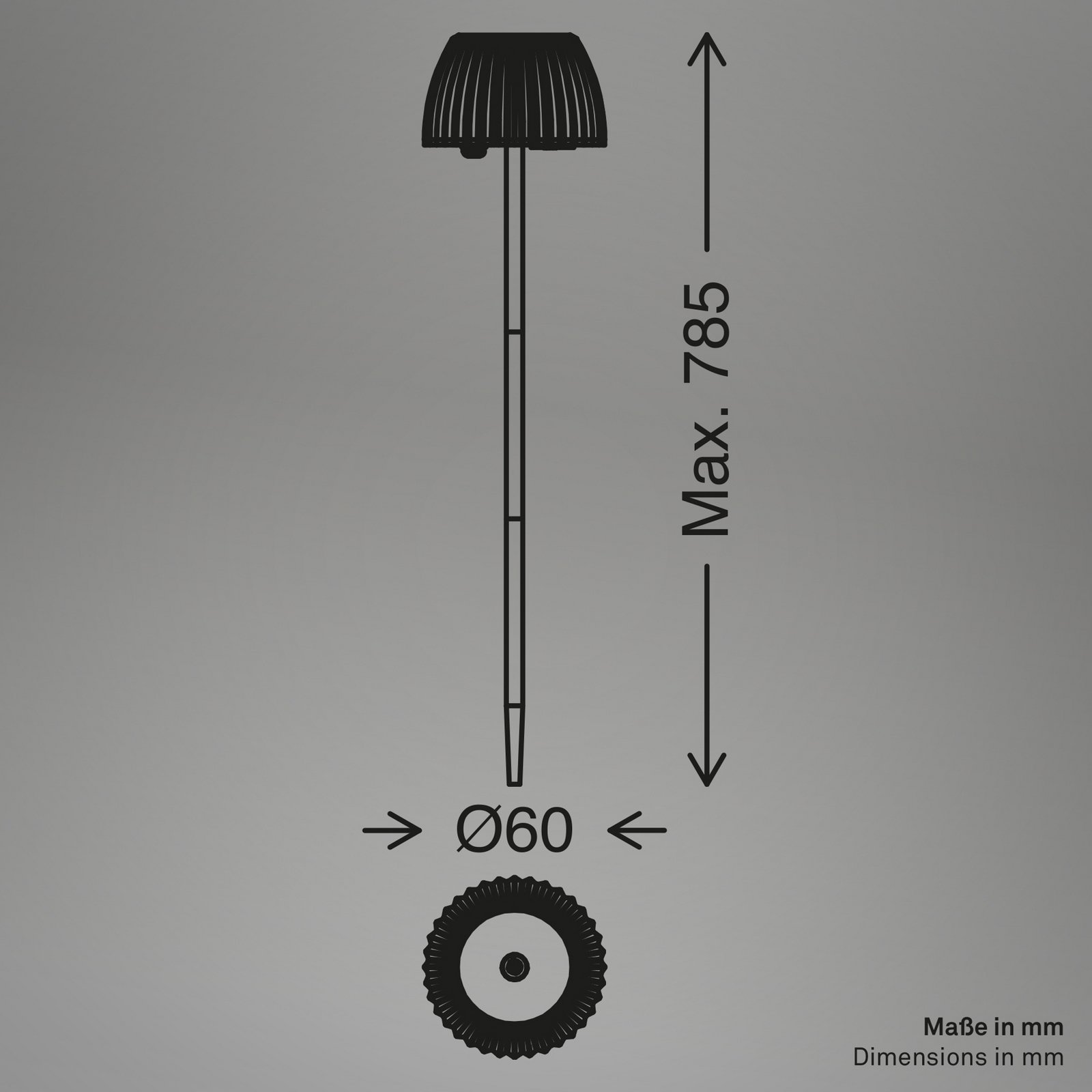 Lâmpada LED recarregável com espigão para solo RIFFLE NANO, antracite Ø 6 cm,