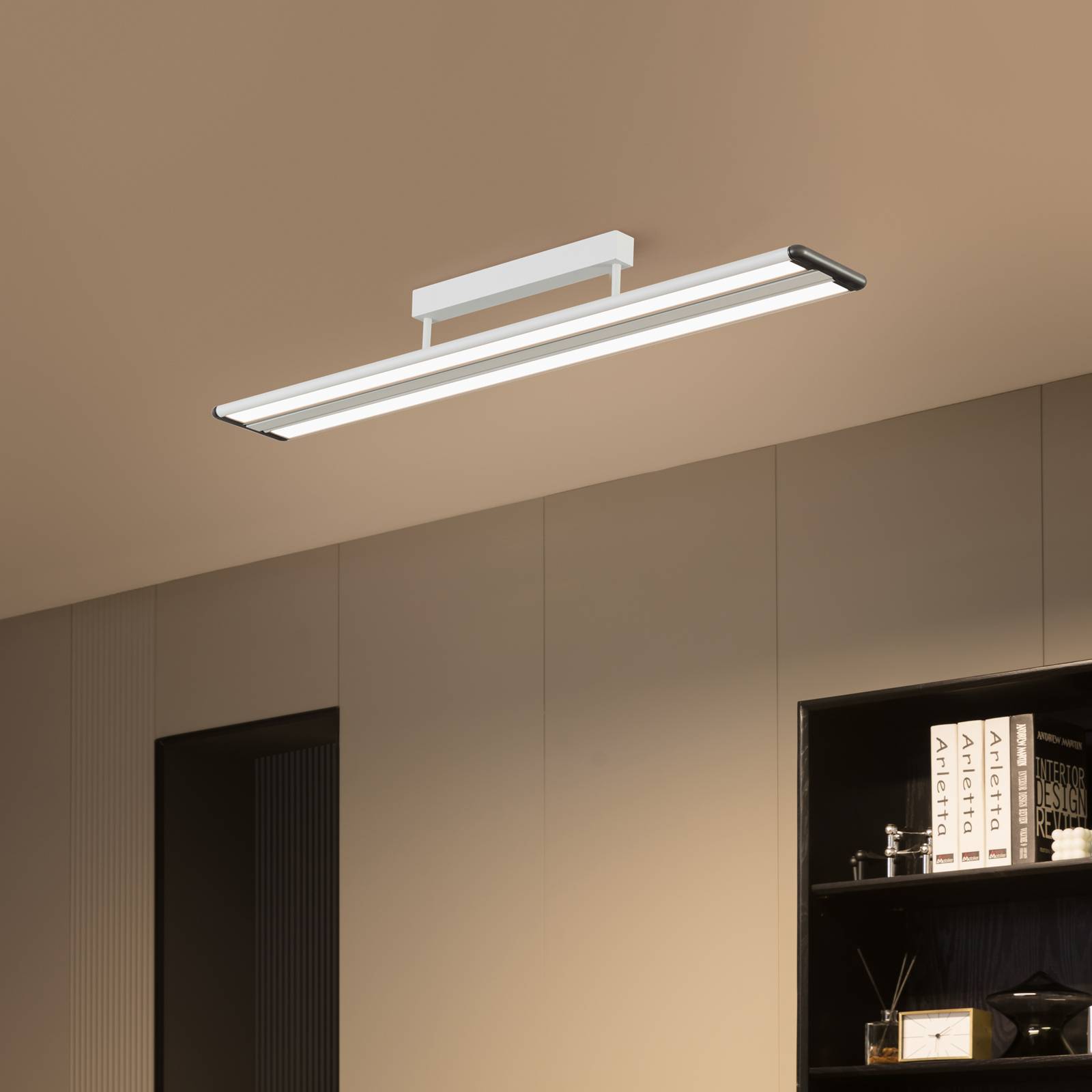 Prios Yuela plafonnier LED DALI 120 cm blanc