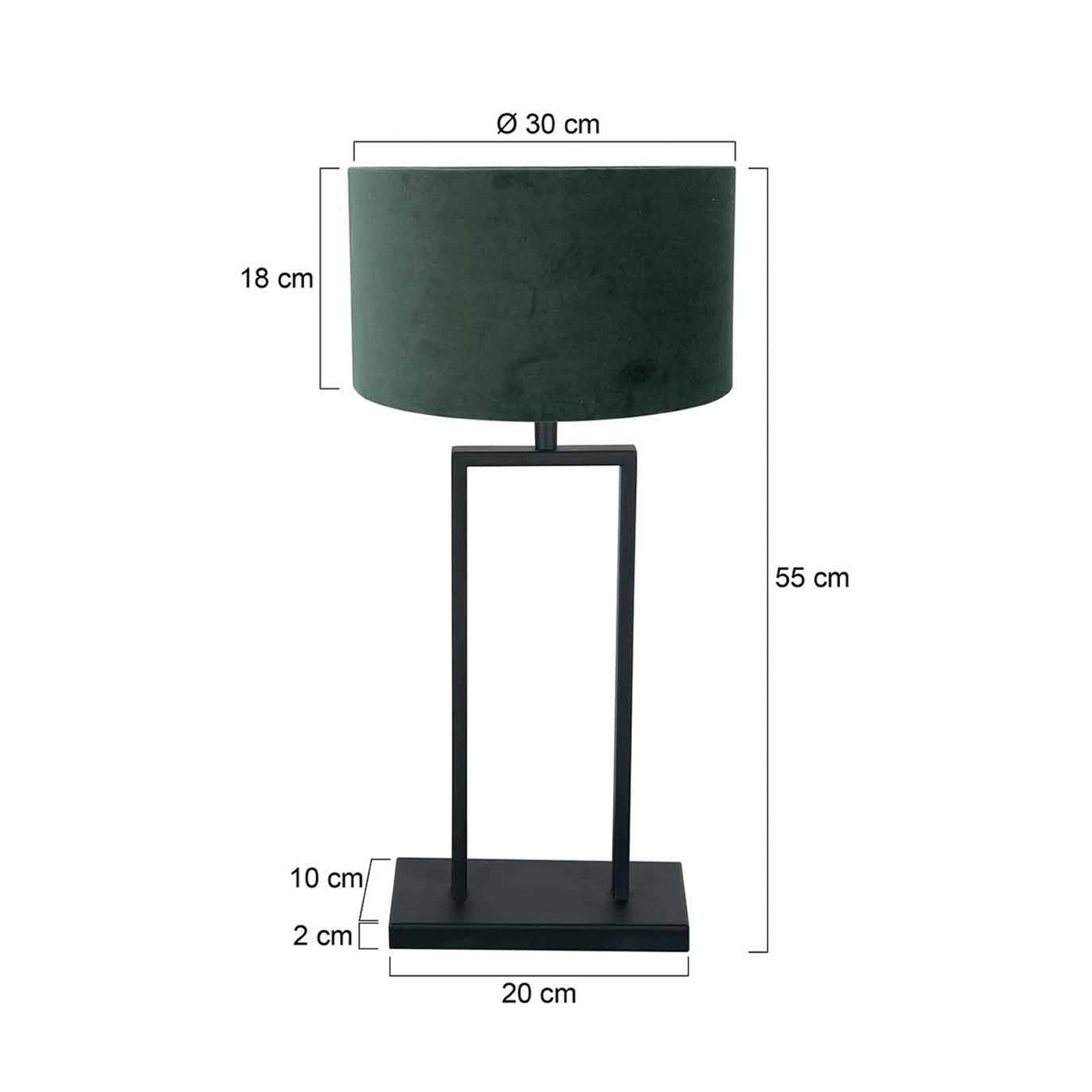 Steinhauer Lampe à poser Stang 3862ZW, noir/velours vert, H. 55 cm