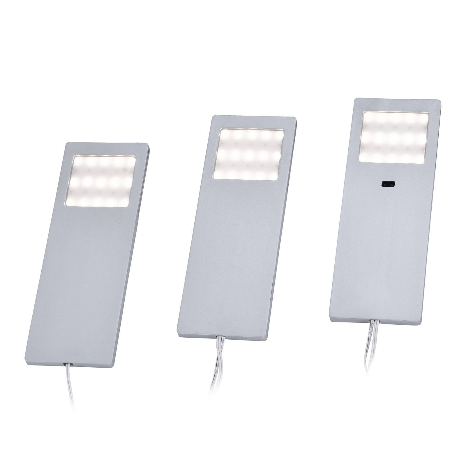 LED-Möbelleuchte Helena, 19 x 7 cm, 3er-Set, Sensor, Metall