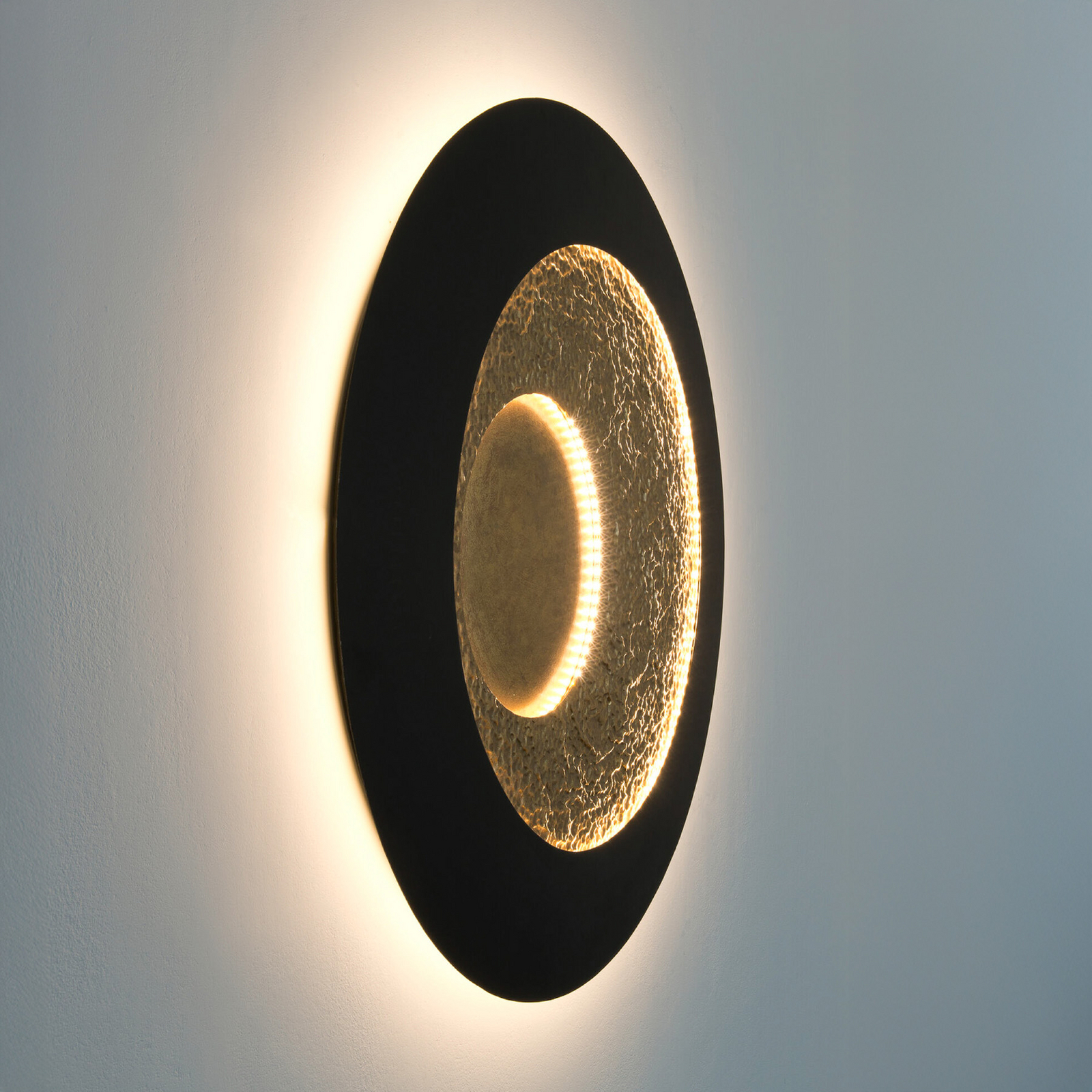 LED-seinavalgusti URANO GIGANTE XL, must/kuldne, Ø 100 cm, hämardatav