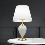 Ovum table lamp, white/gold-coloured, height 48 cm, ceramic/chintz