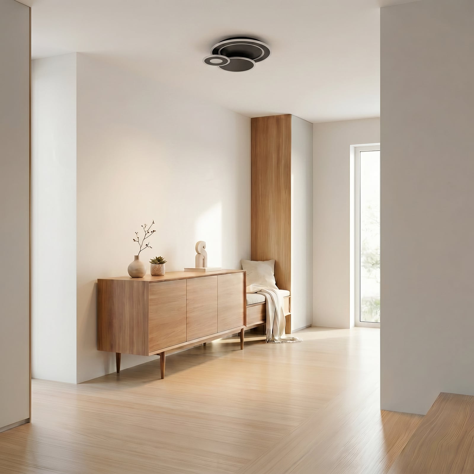 Lindby LED stropní svítidlo Briar, černé, kovové, dálkové ovládání