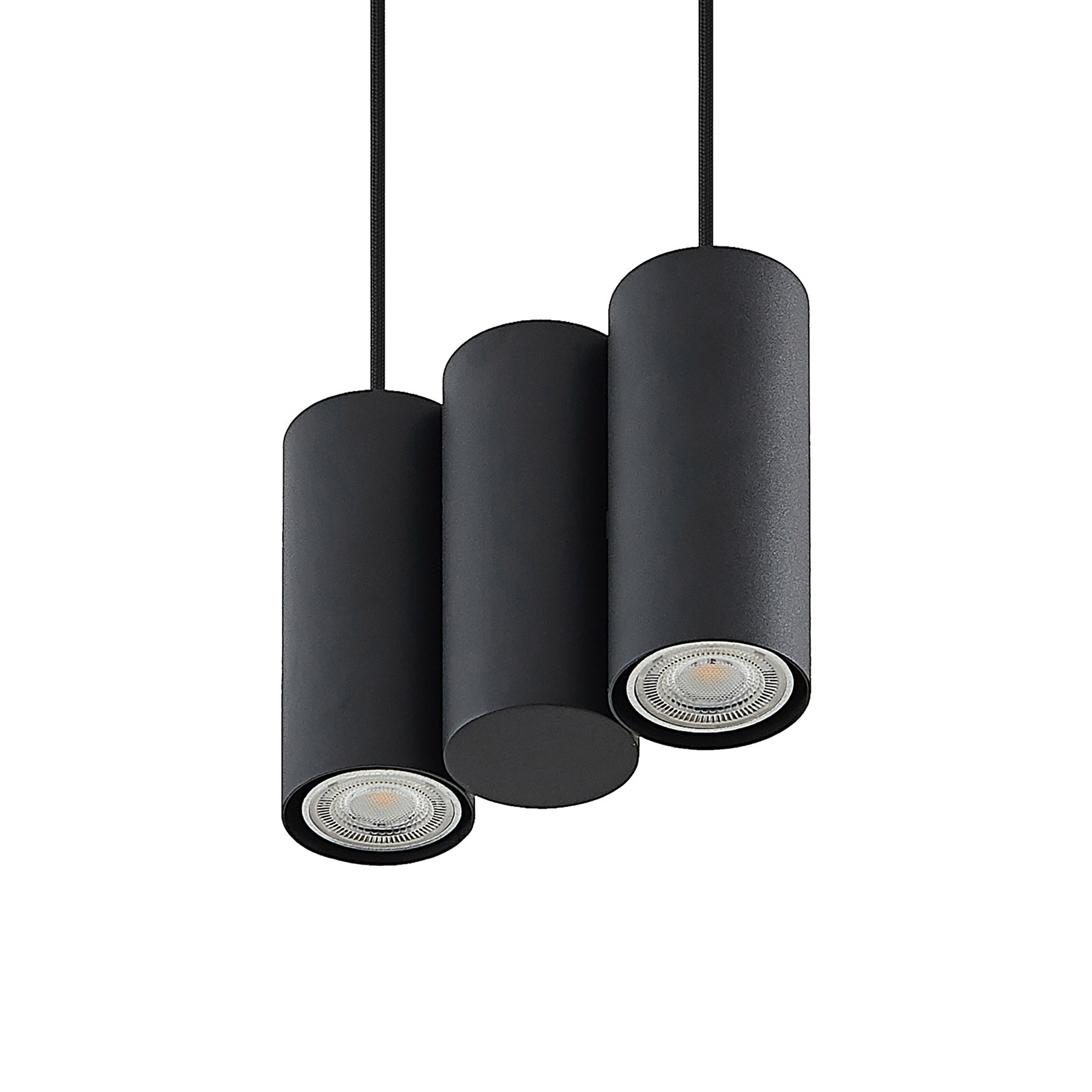Lucande Cesur hanging light, nine-bulb, black