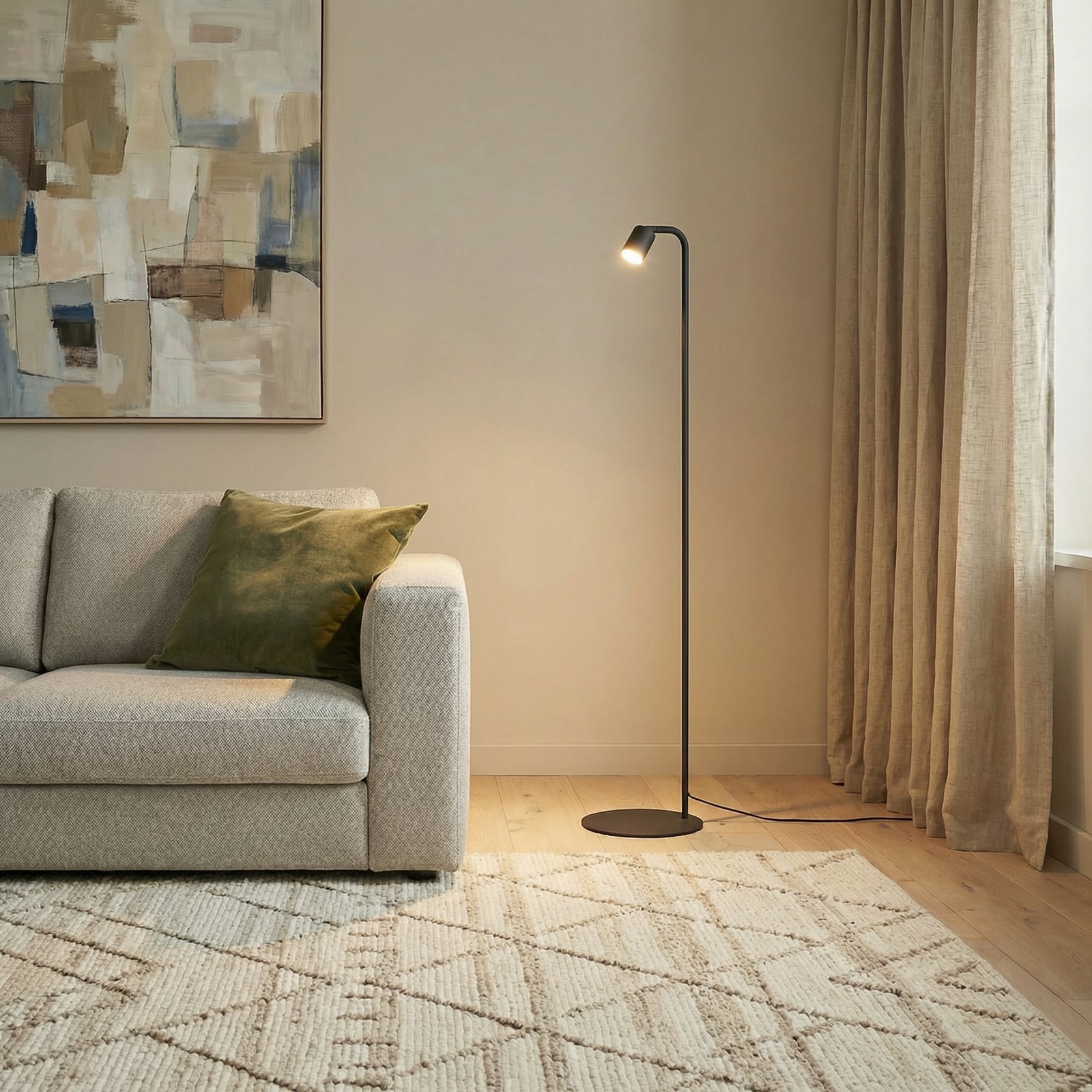 Põrandalamp Nex, must, metall, kõrgus 140 cm, GU10